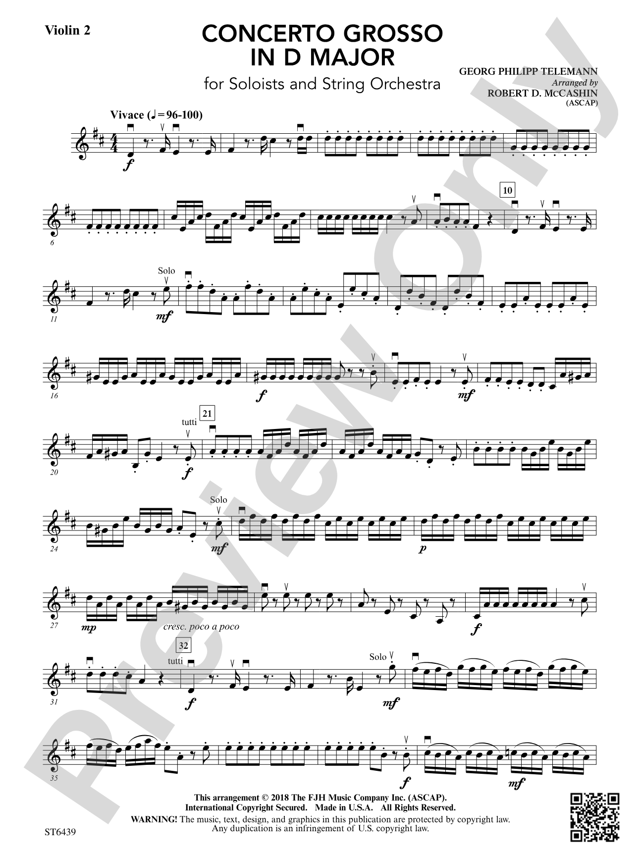 Concerto Grosso in D Major: Violin 2