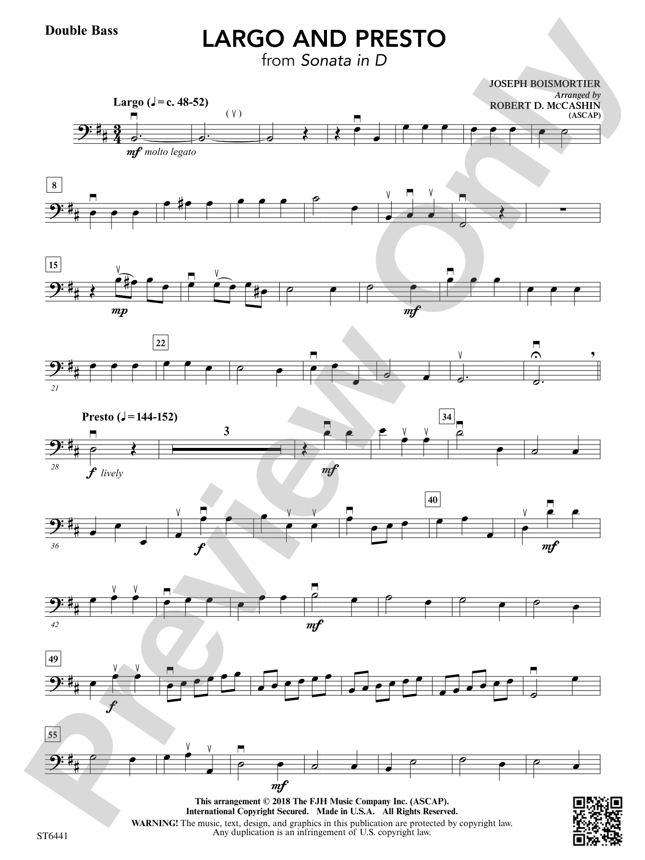 Largo and Presto: Double Bass