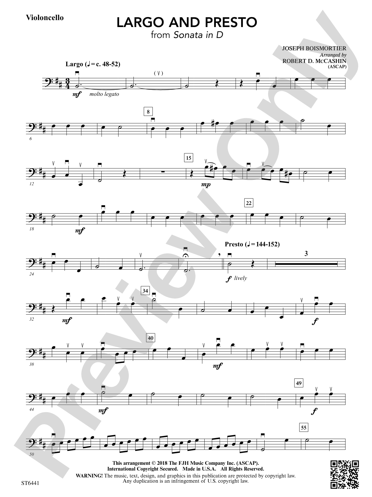 Largo and Presto: Violoncello