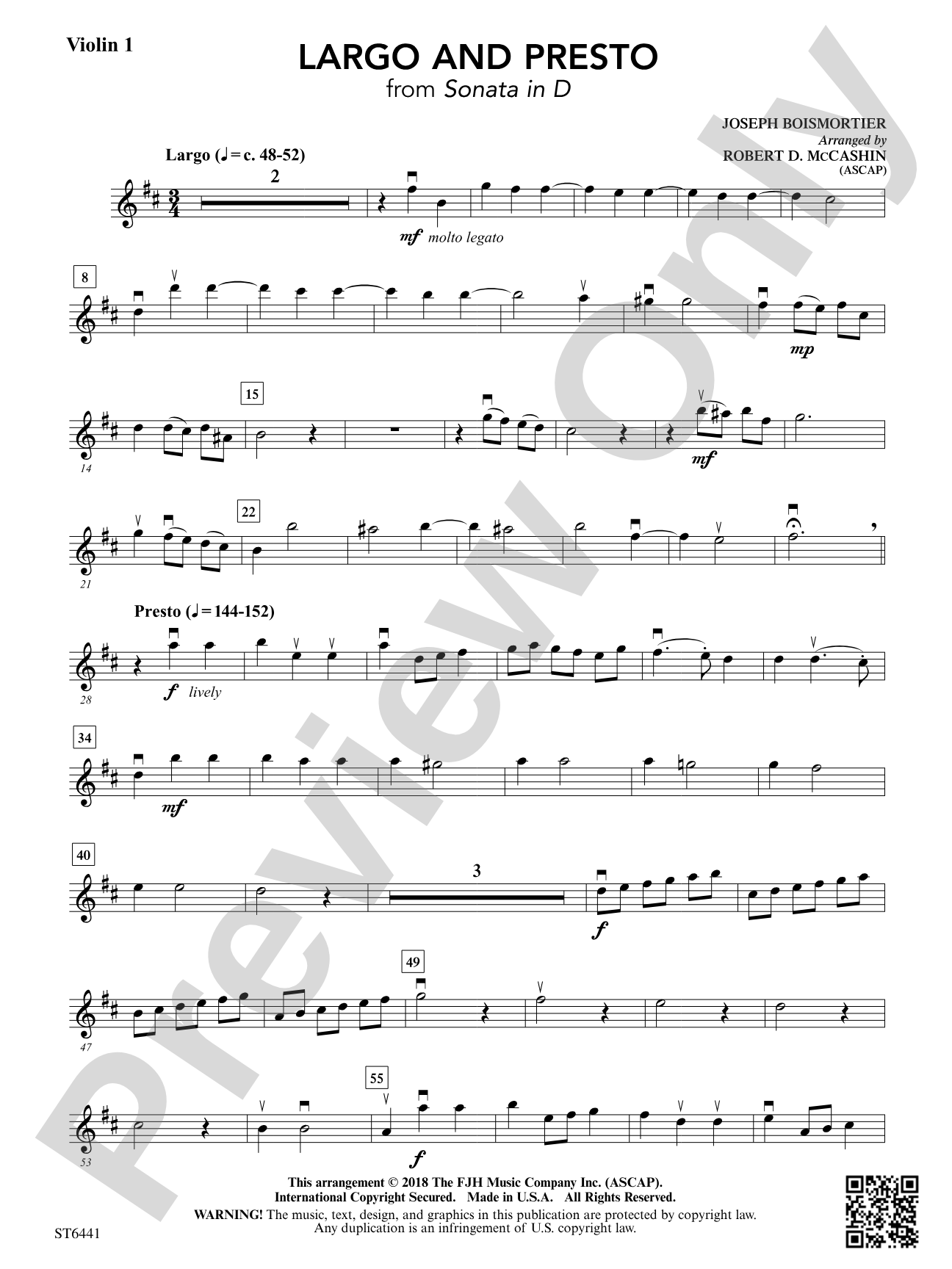 Largo and Presto: Violin 1