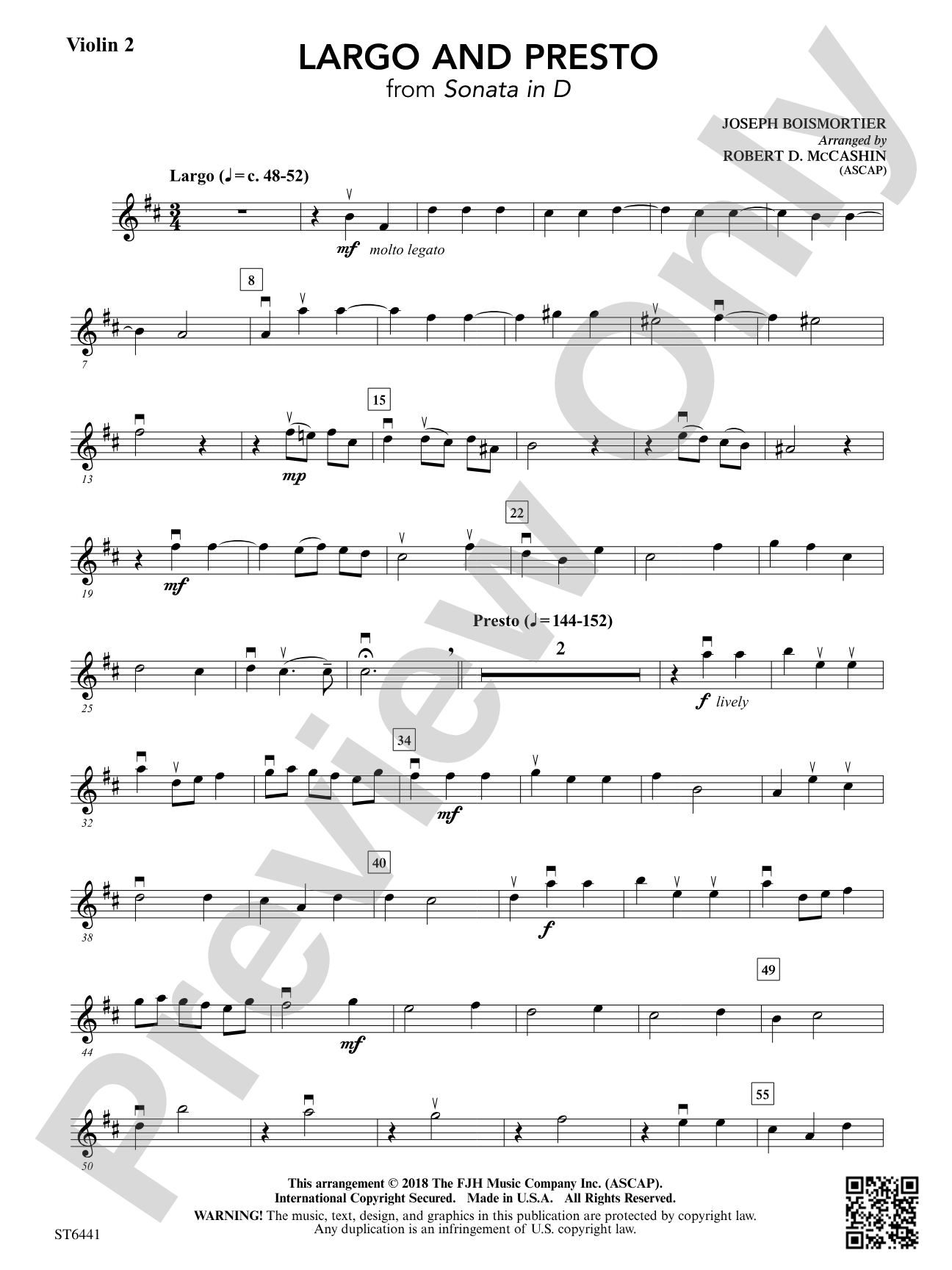 Largo and Presto: Violin 2