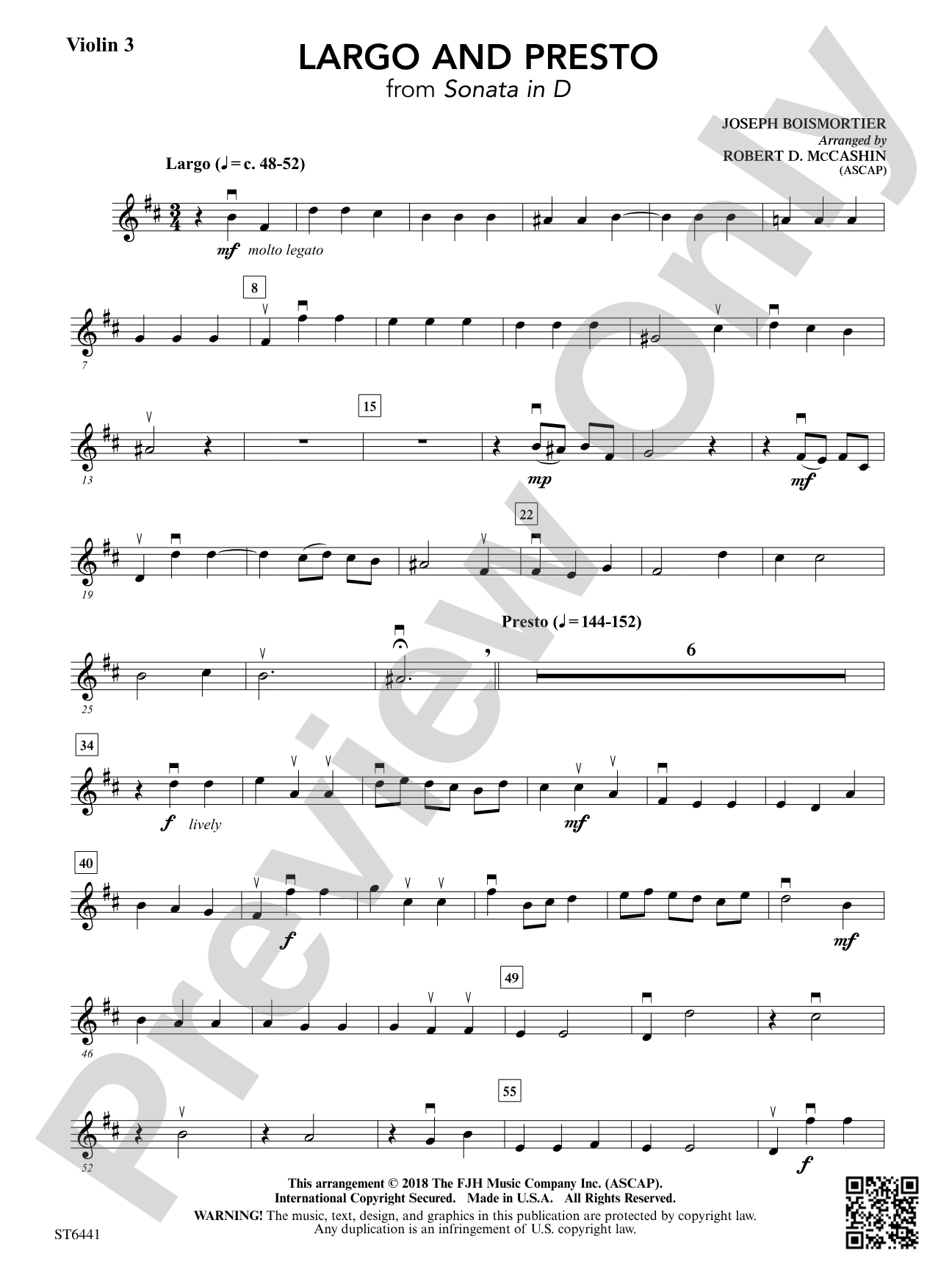 Largo and Presto: Violin 3 (Viola T.C.)