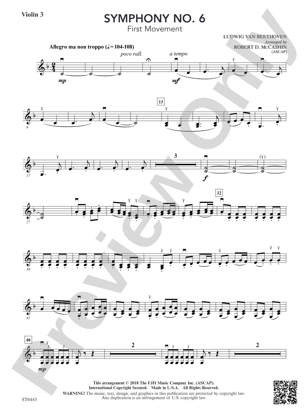 Symphony No 6: Violin 3 (Viola T.C.)