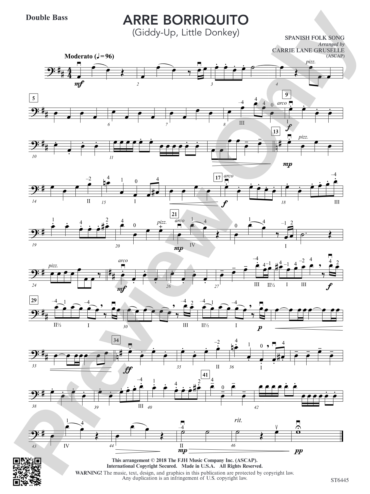 Arre Borriquito: Double Bass