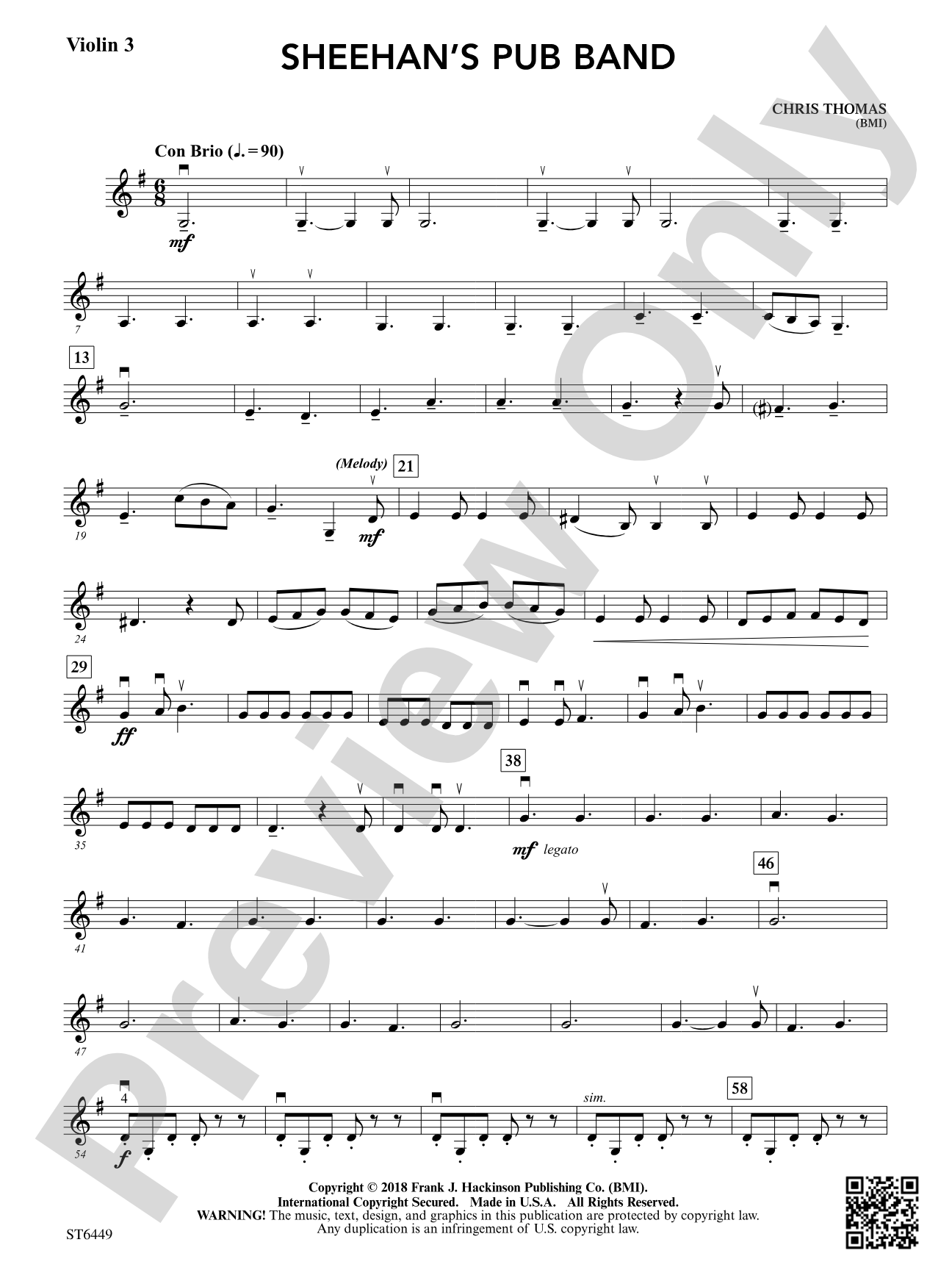 Sheehan's Pub Band: Violin 3 (Viola T.C.)
