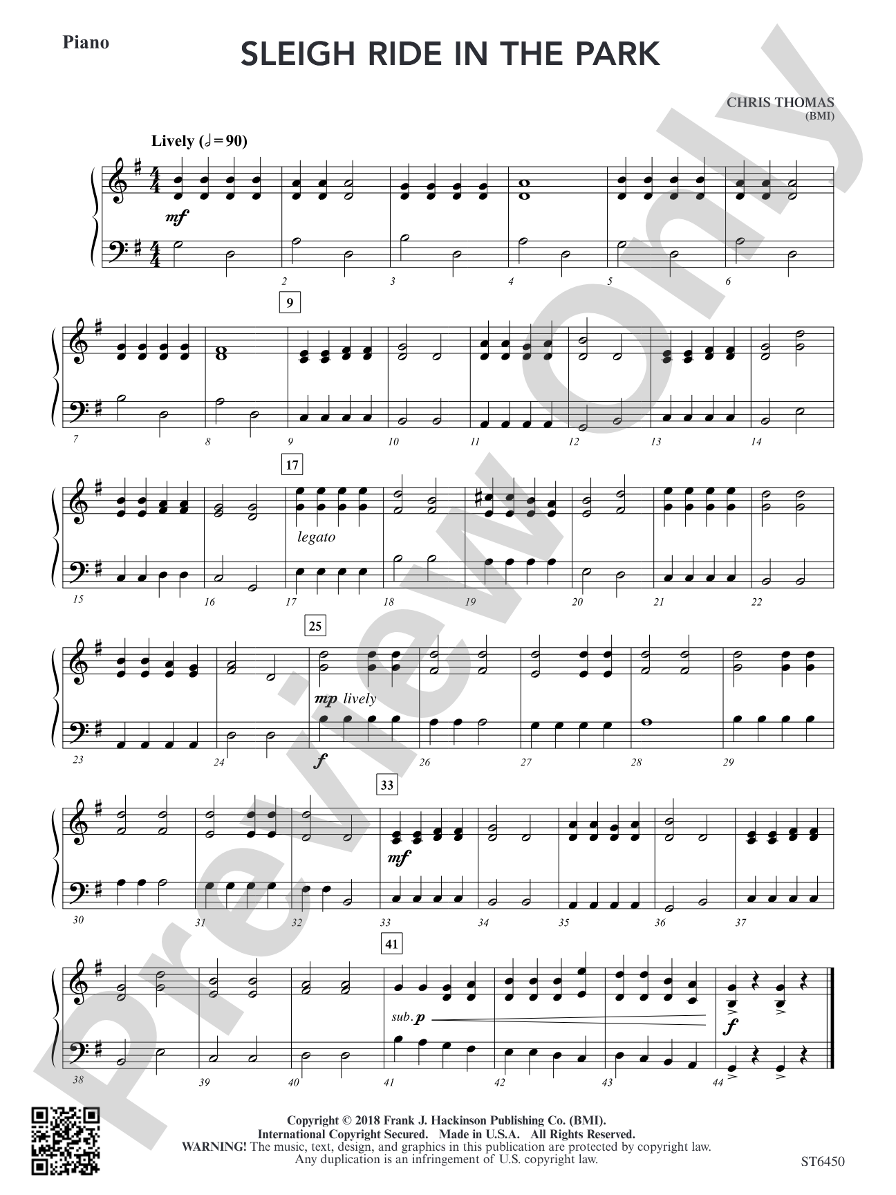 Sleigh Ride in the Park: Piano