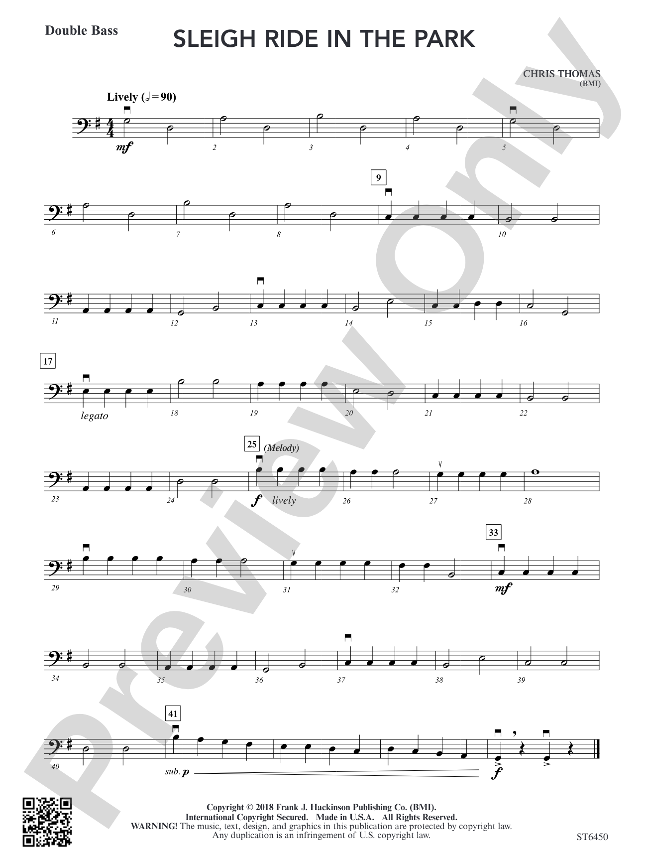 Sleigh Ride in the Park: Double Bass