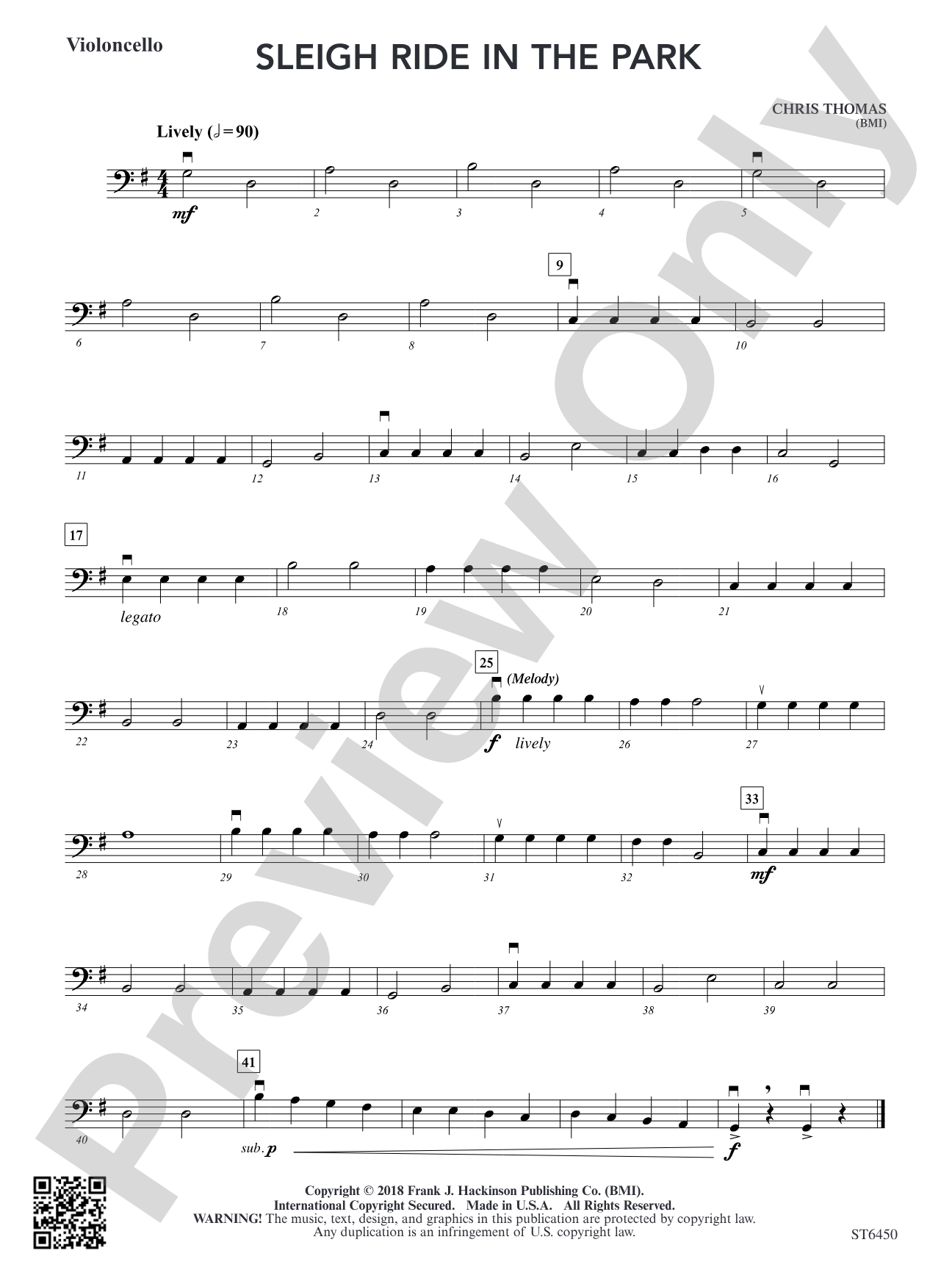 Sleigh Ride in the Park: Violoncello
