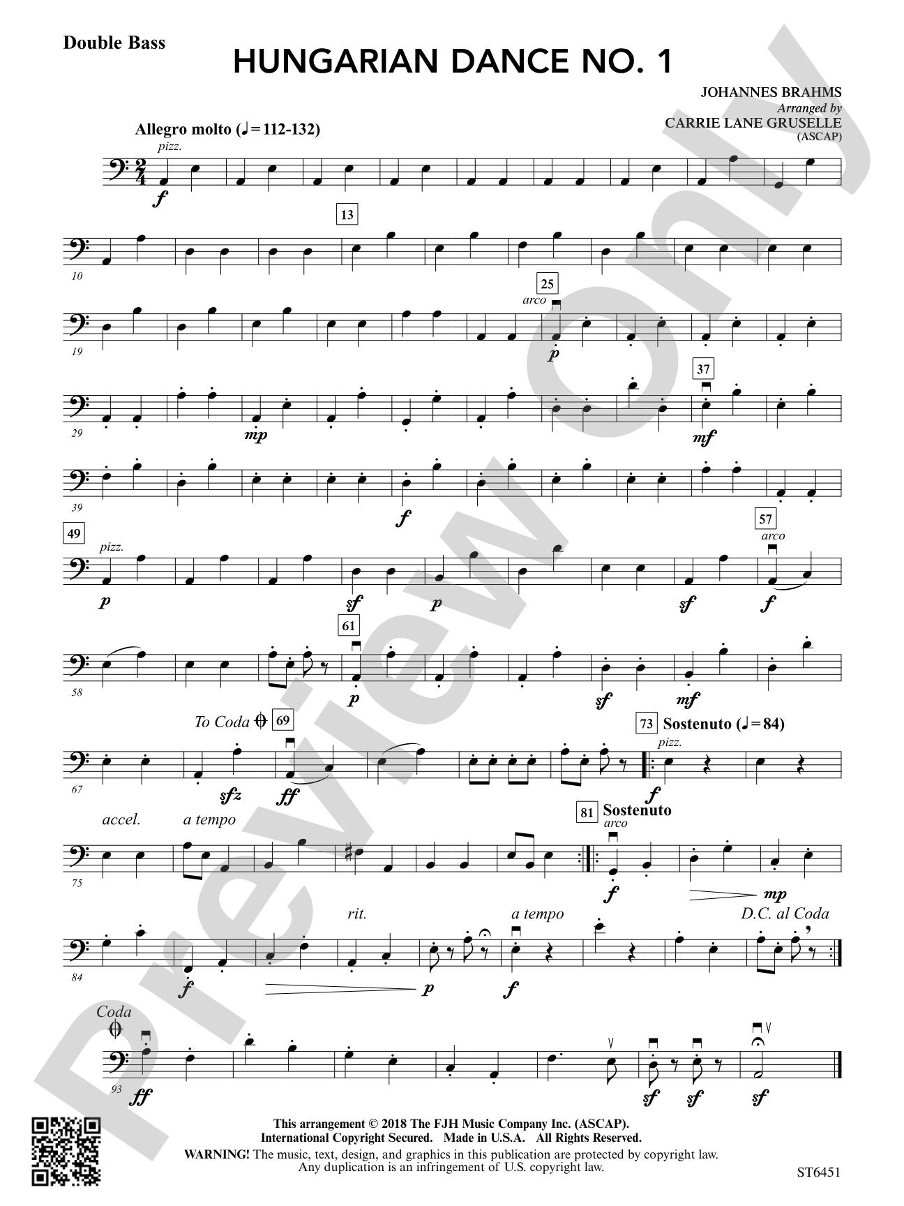 Hungarian Dance No. 1: Double Bass