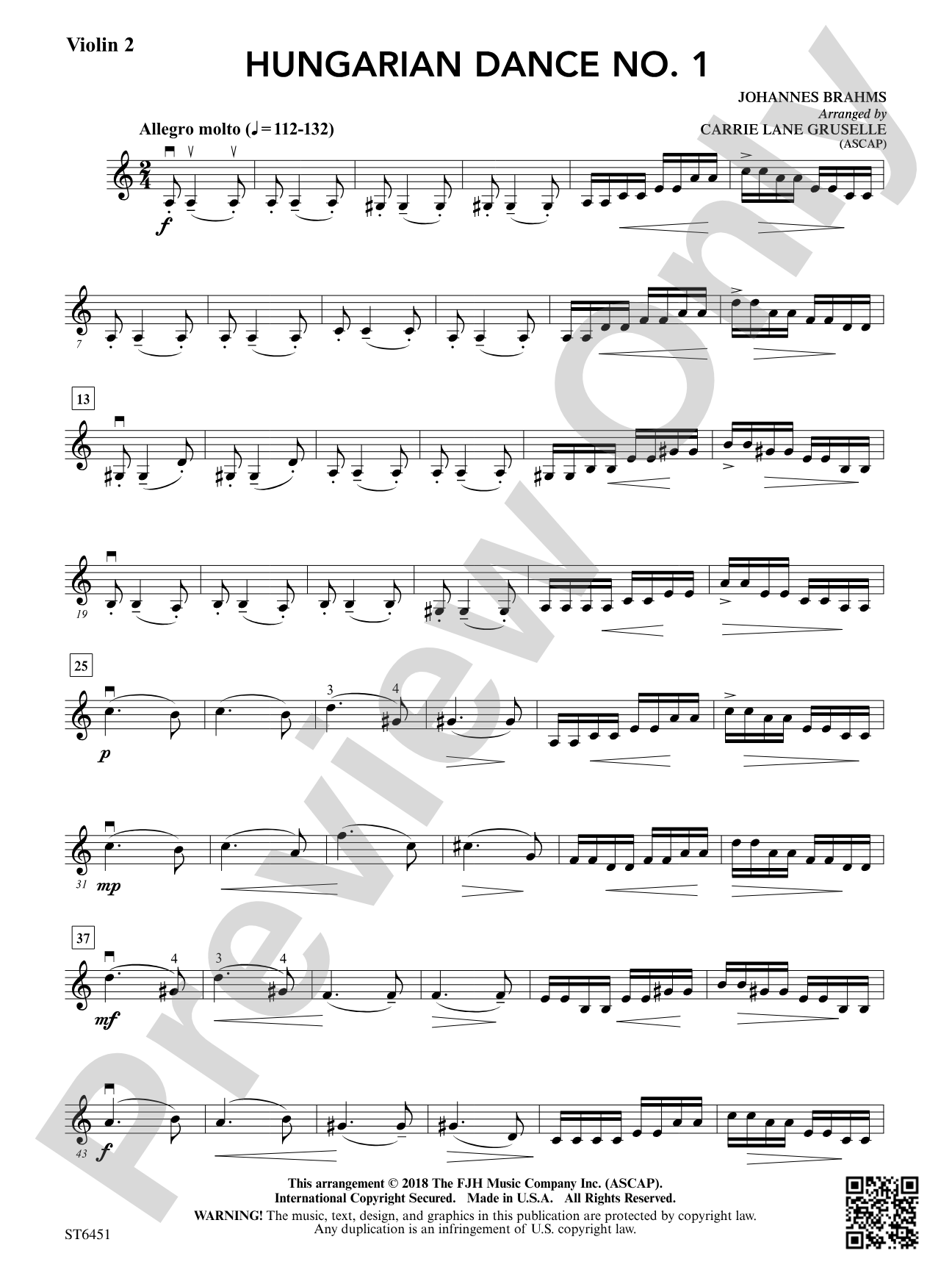 Hungarian Dance No. 1: Violin 2