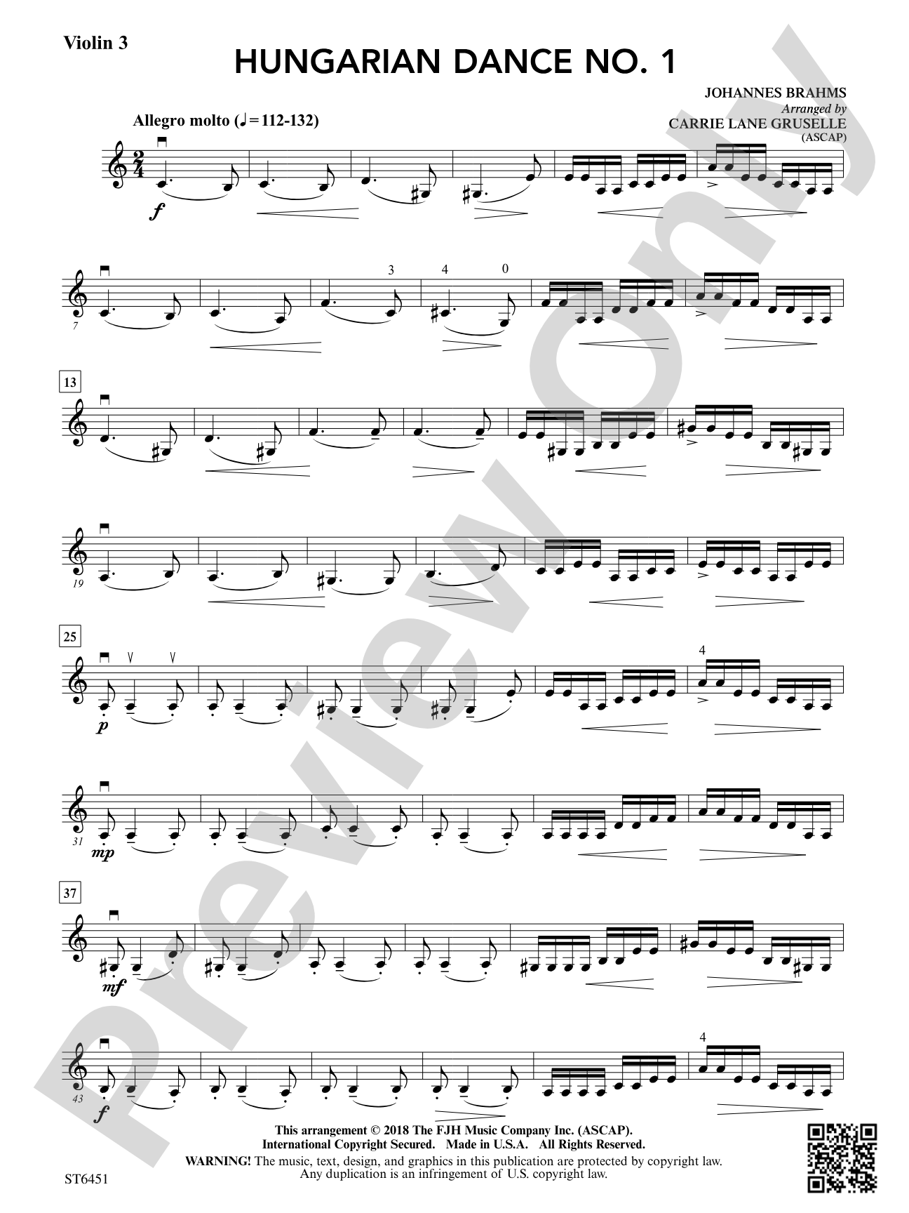 Hungarian Dance No. 1: Violin 3 (Viola T.C.)