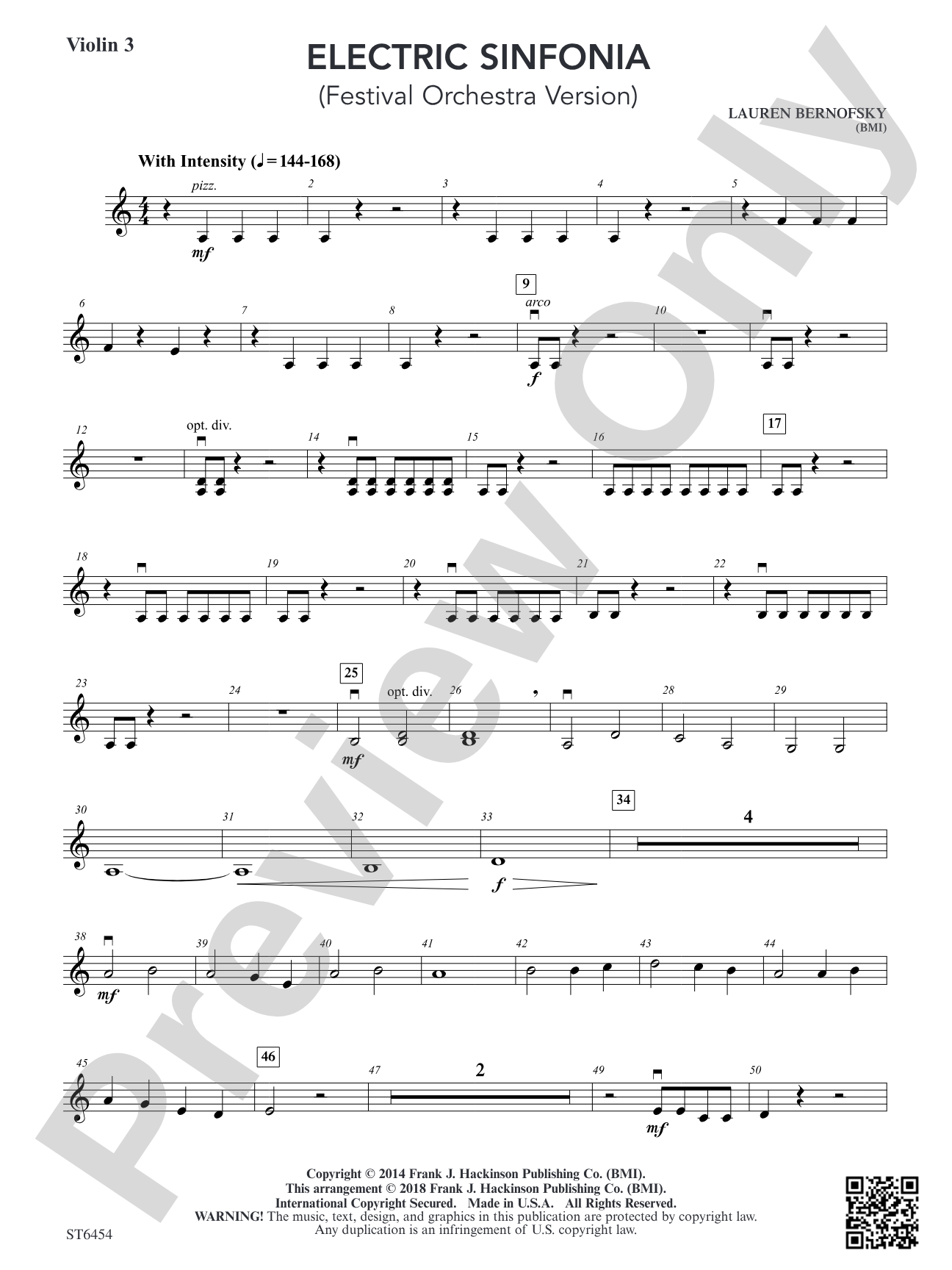 Electric Sinfonia: Violin 3 (Viola 1 T.C.)