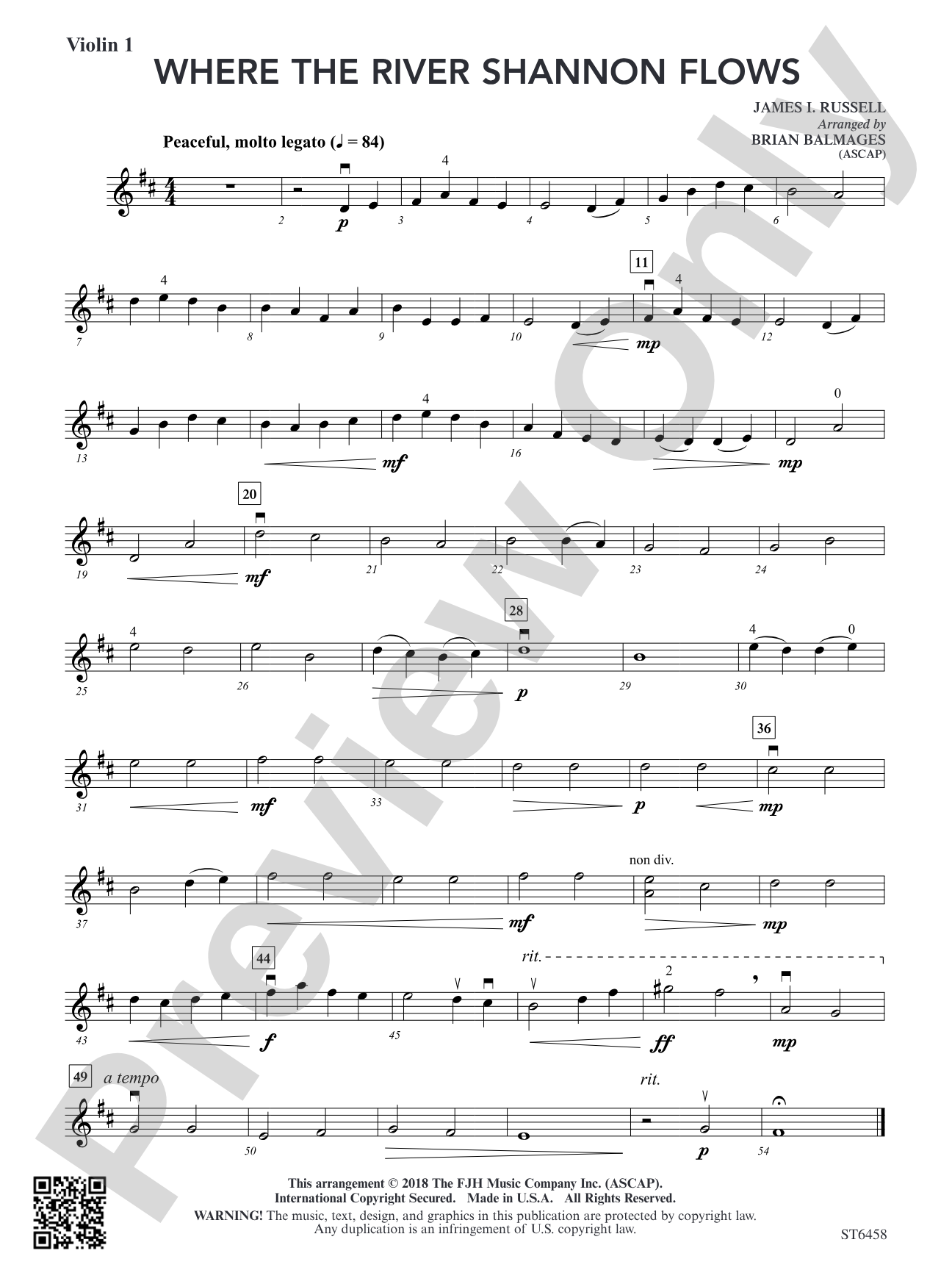 Where the River Shannon Flows: Violin 1