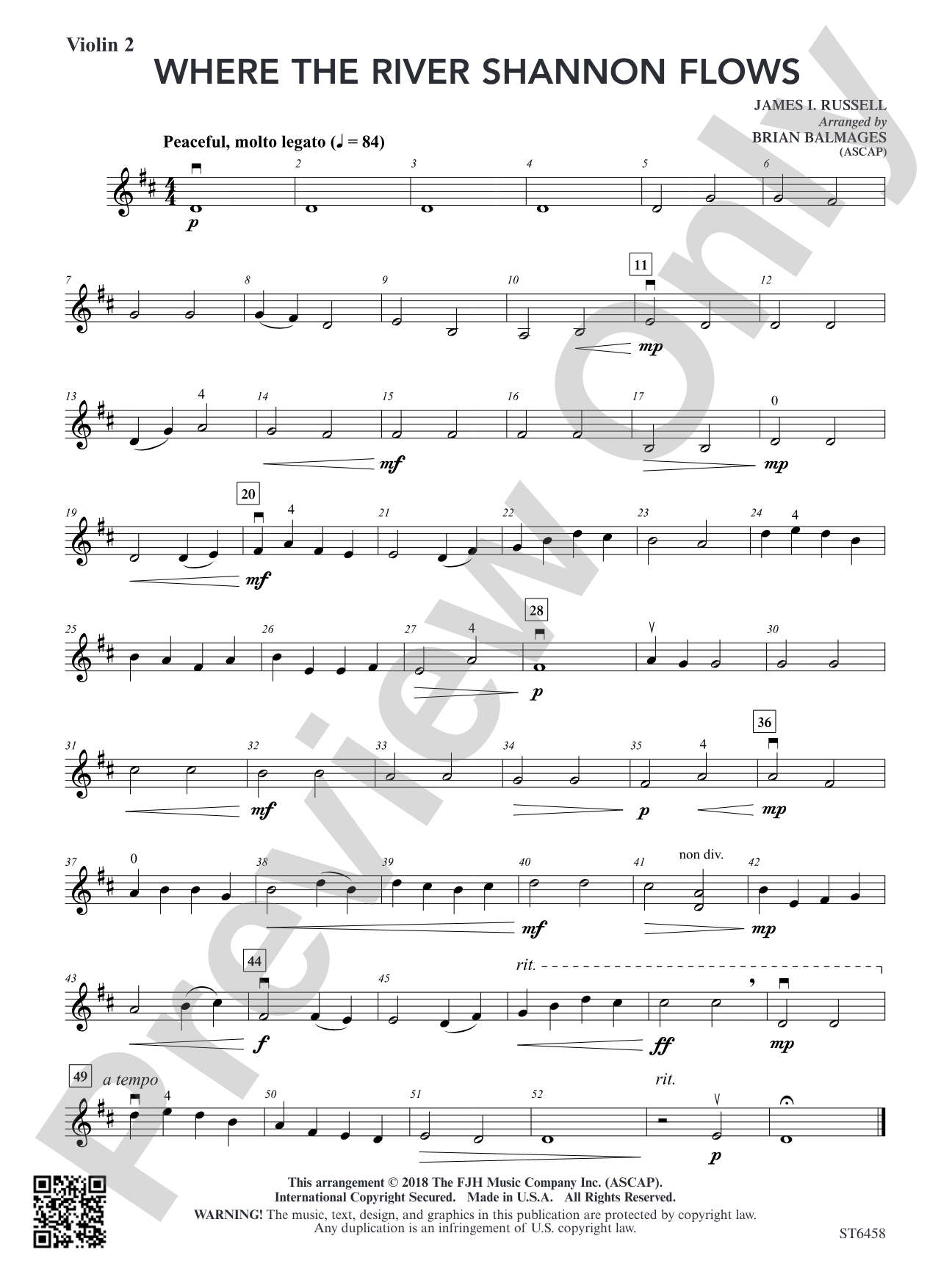 Where the River Shannon Flows: Violin 2