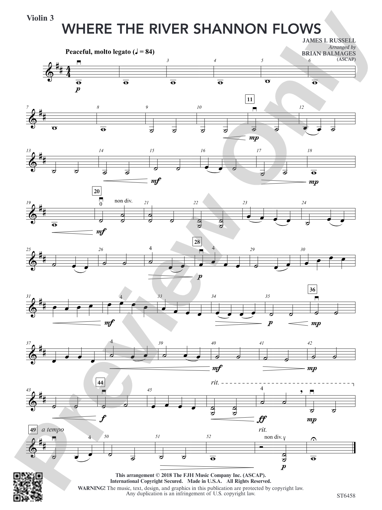 Where the River Shannon Flows: Violin 3 (Viola T.C.)