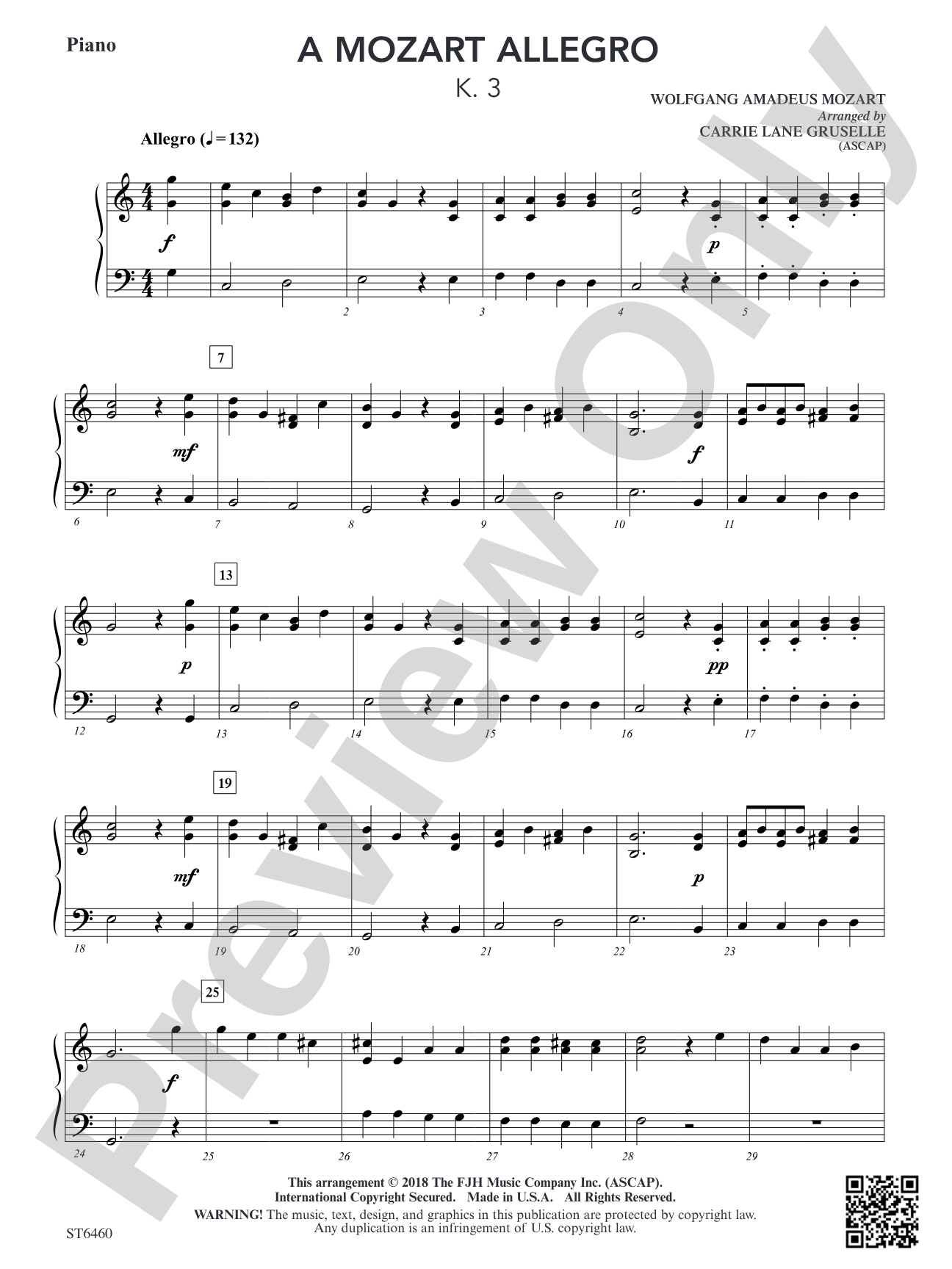 A Mozart Allegro: Piano