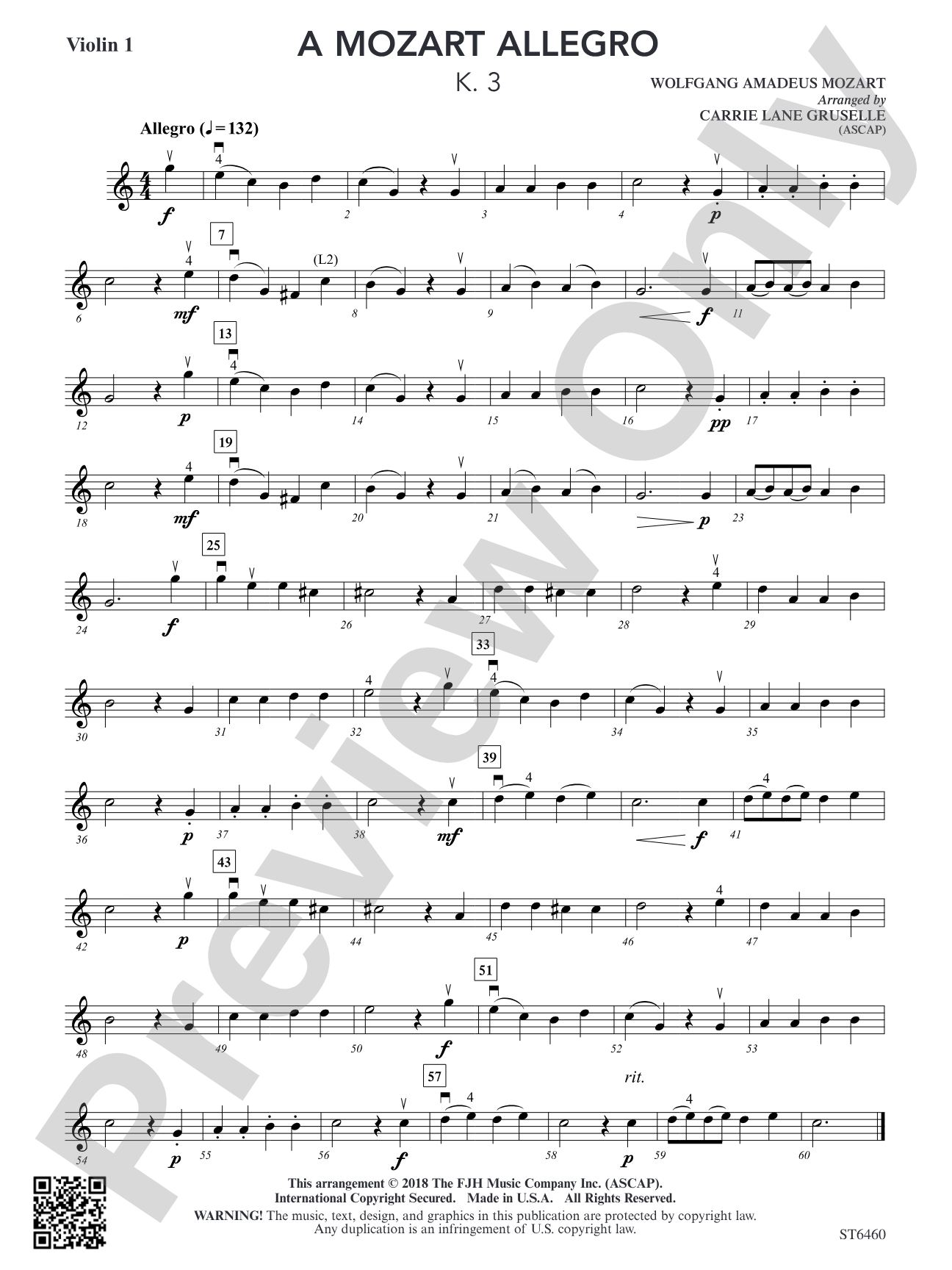 A Mozart Allegro: Violin 1