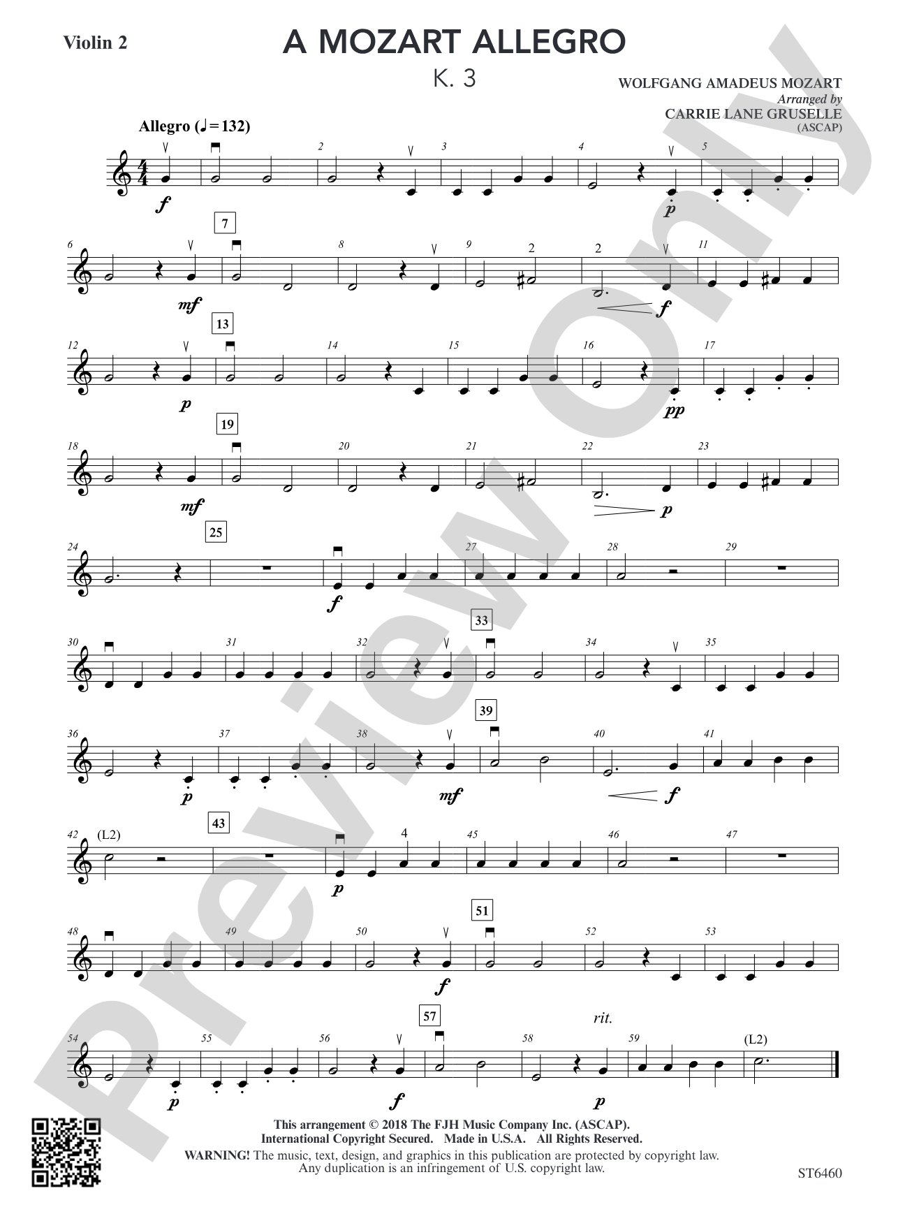 A Mozart Allegro: Violin 2