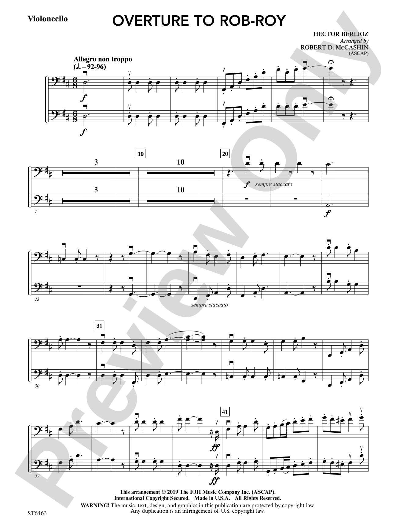 Overture to Rob-Roy: Violoncello