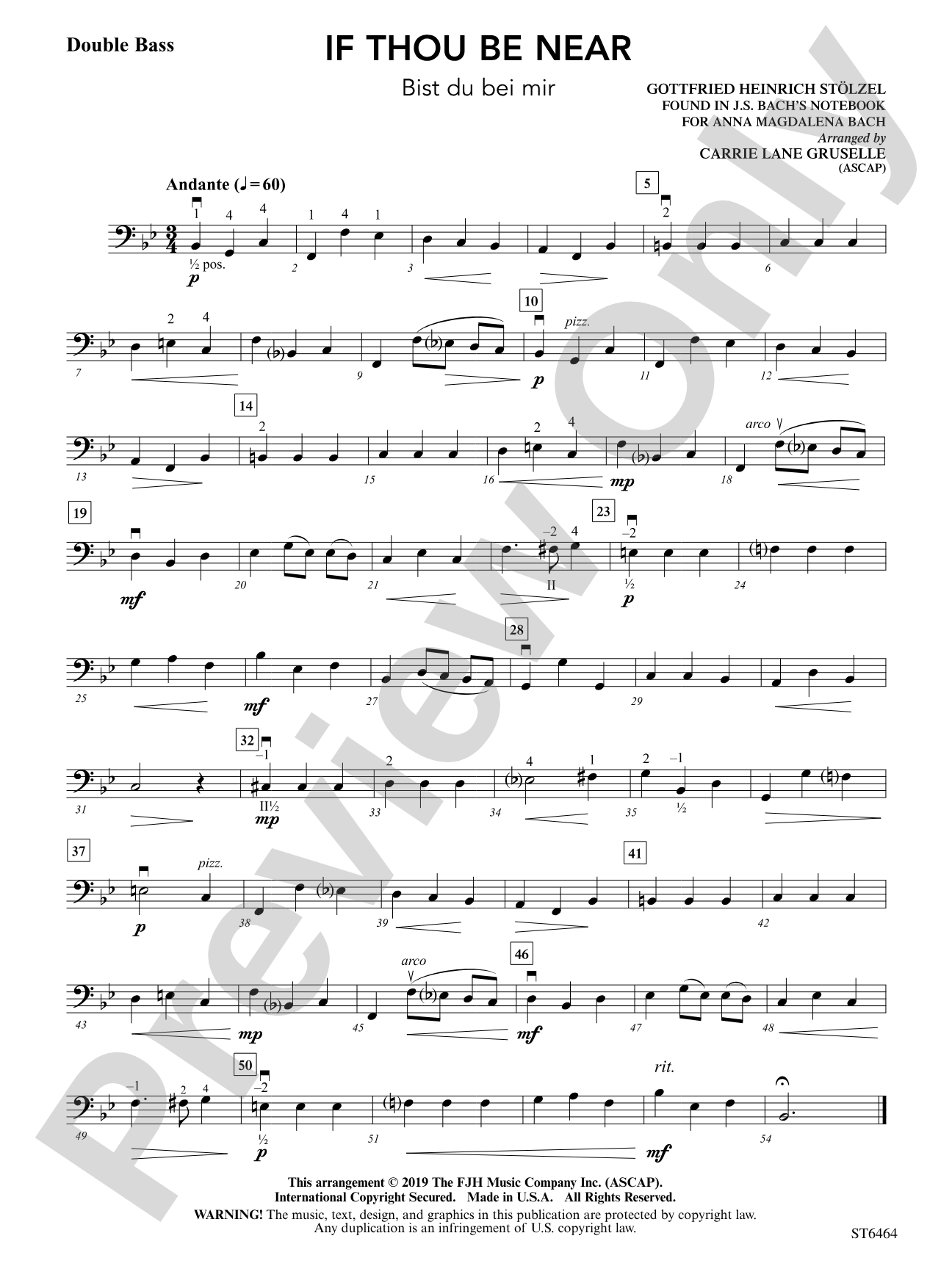 If Thou Be Near: Double Bass