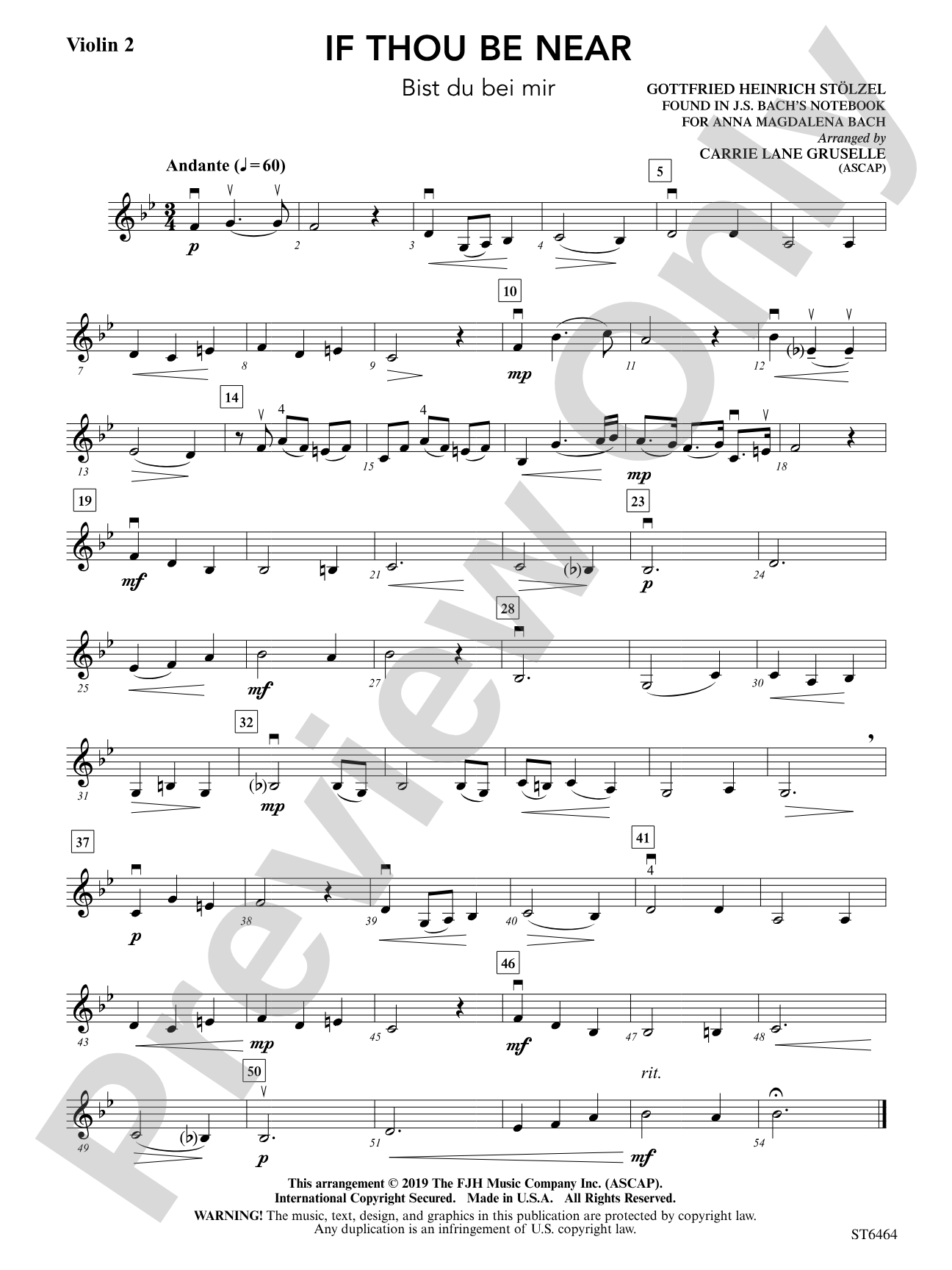 If Thou Be Near: Violin 2