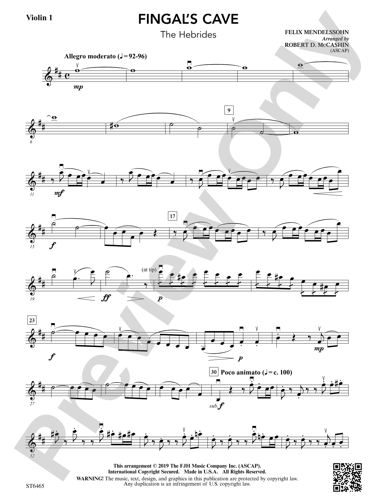 Fingal's Cave: Violin 1