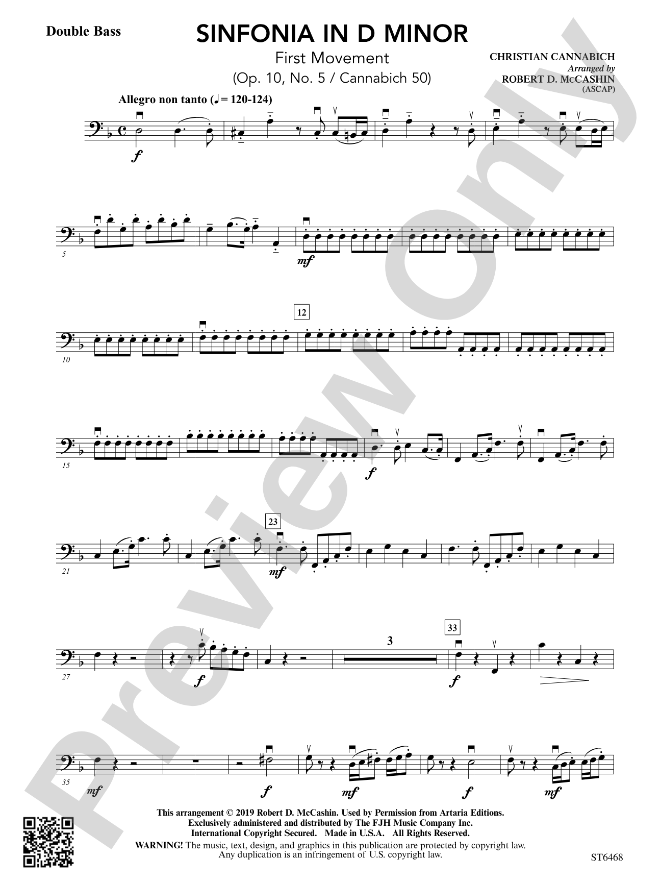Sinfonia in D Minor: Double Bass
