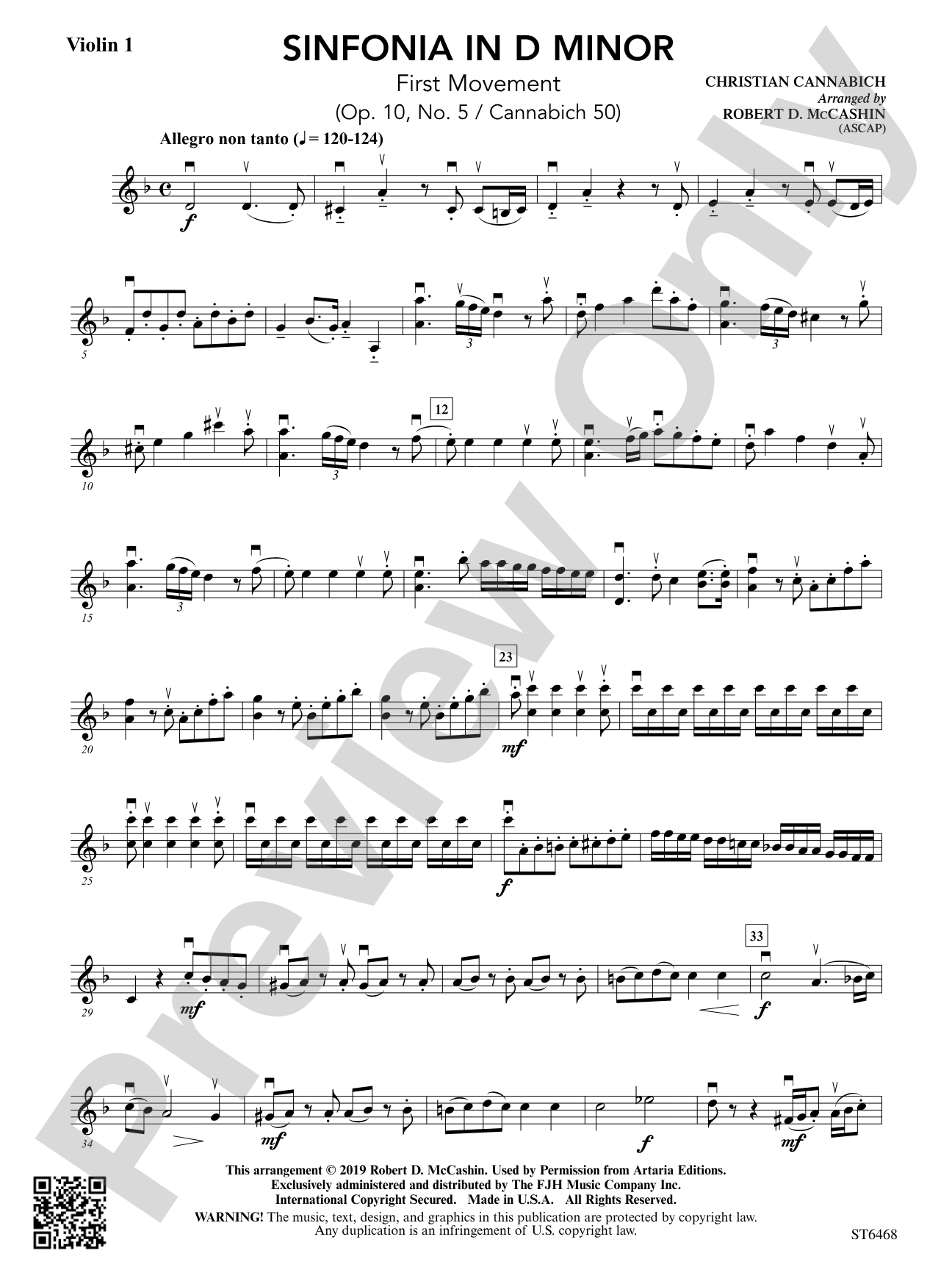 Sinfonia in D Minor: Violin 1