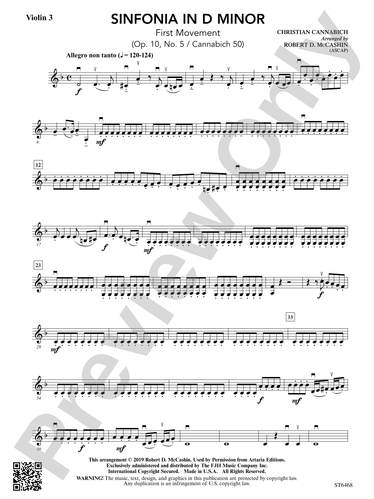 Sinfonia in D Minor: Violin 3 (Viola T.C.)