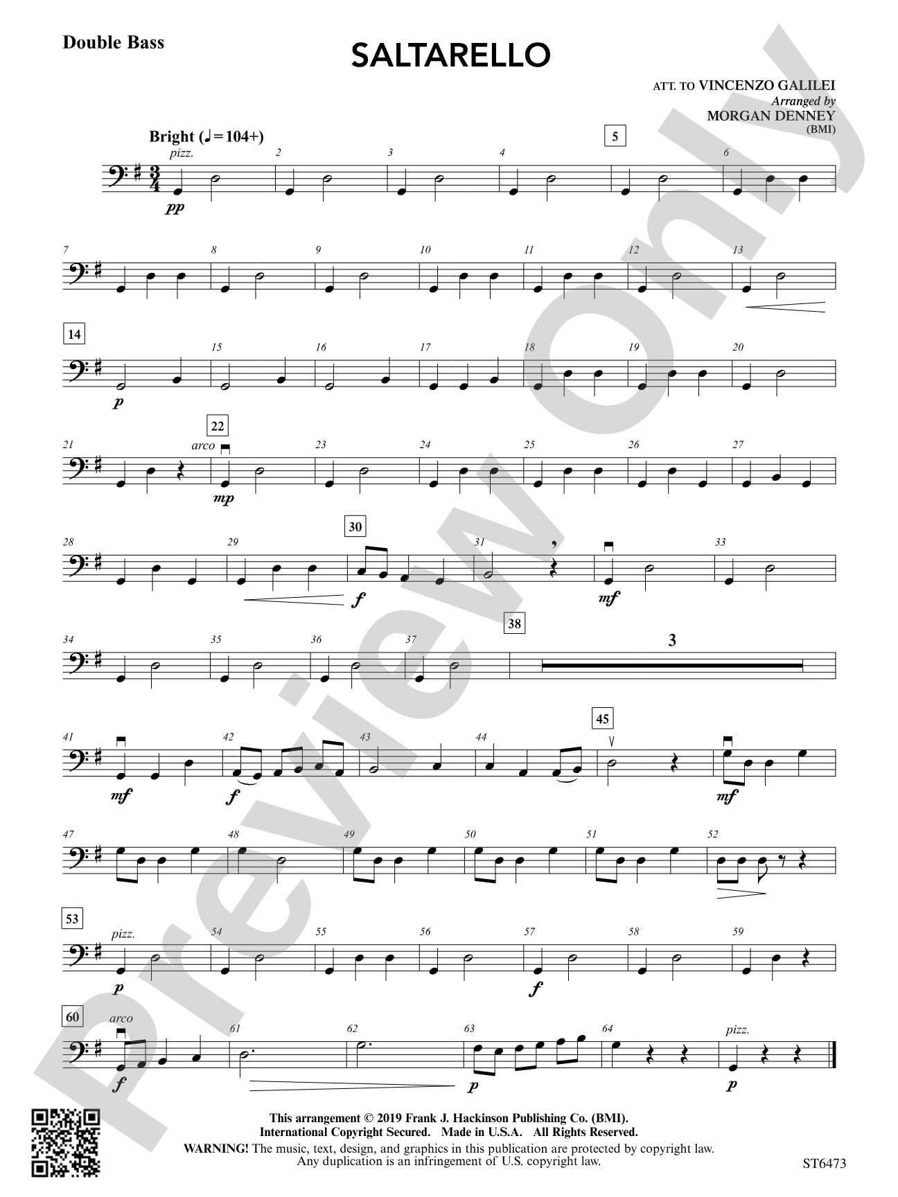 Saltarello: Double Bass