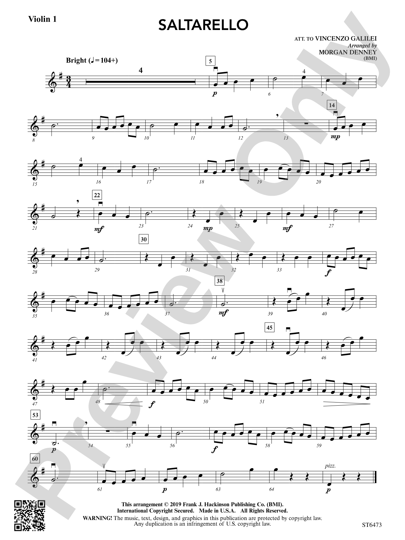 Saltarello: Violin 1
