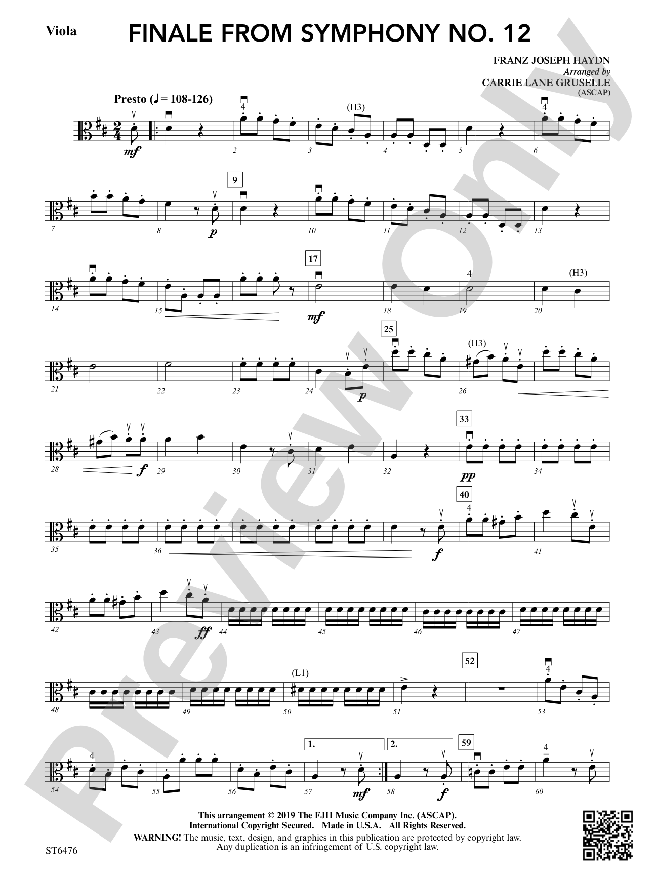 Finale from Symphony No 12: Viola