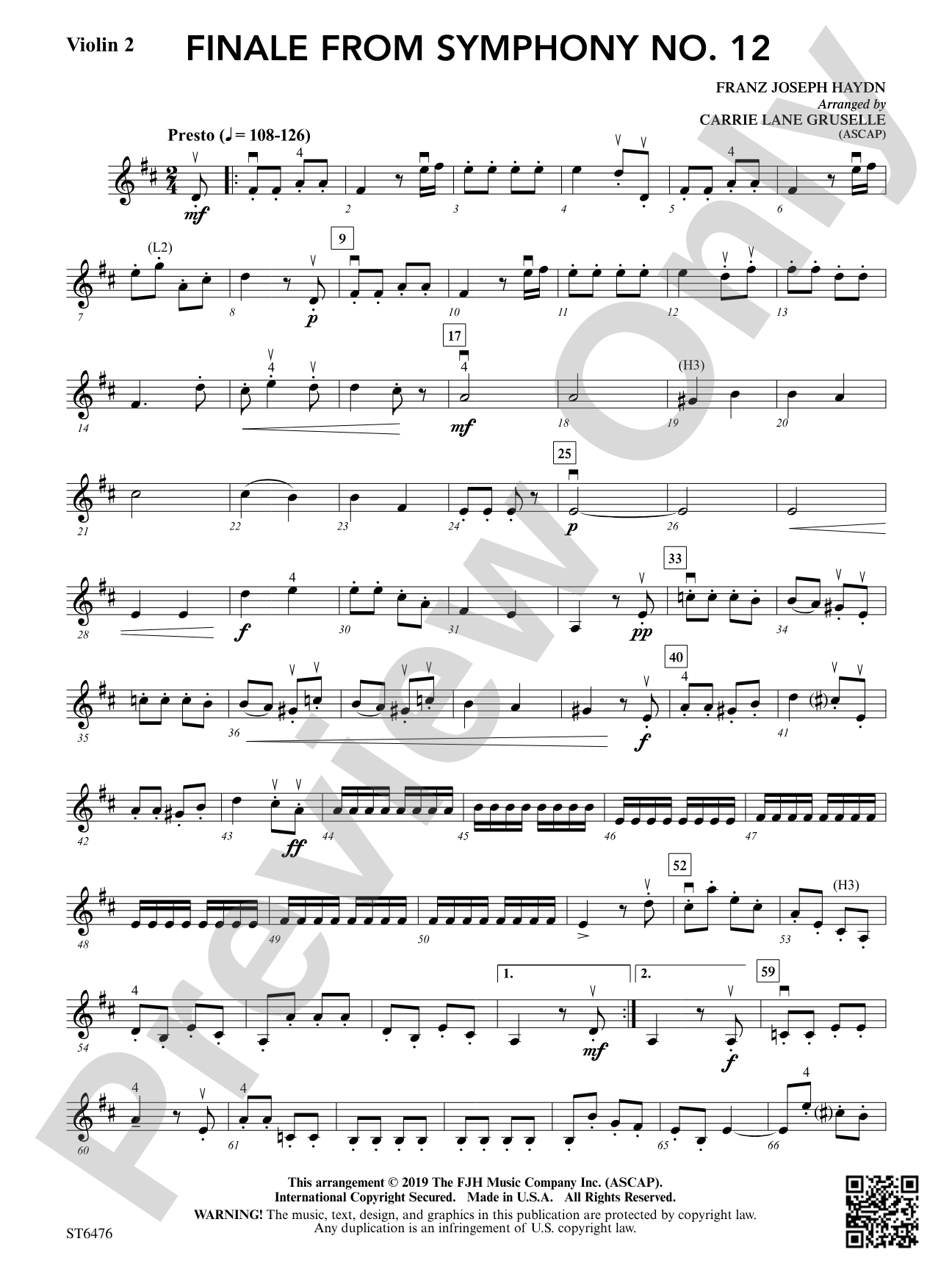 Finale from Symphony No 12: Violin 2
