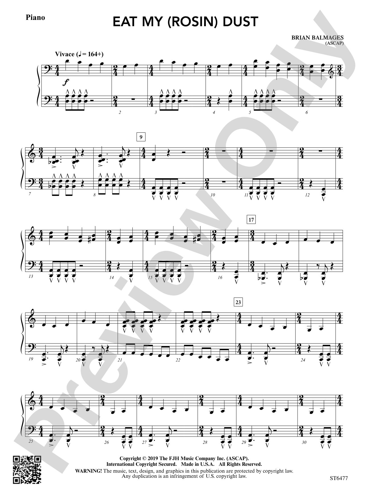 East My (Rosin) Dust: Piano