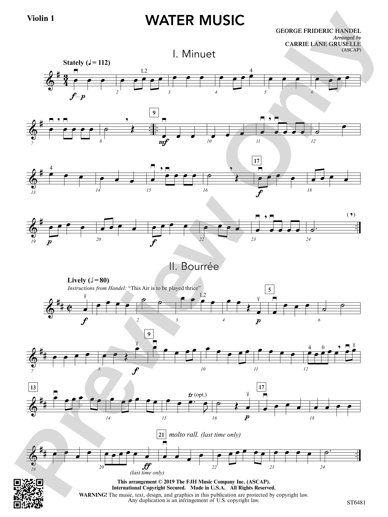 Water Music: Violin 1