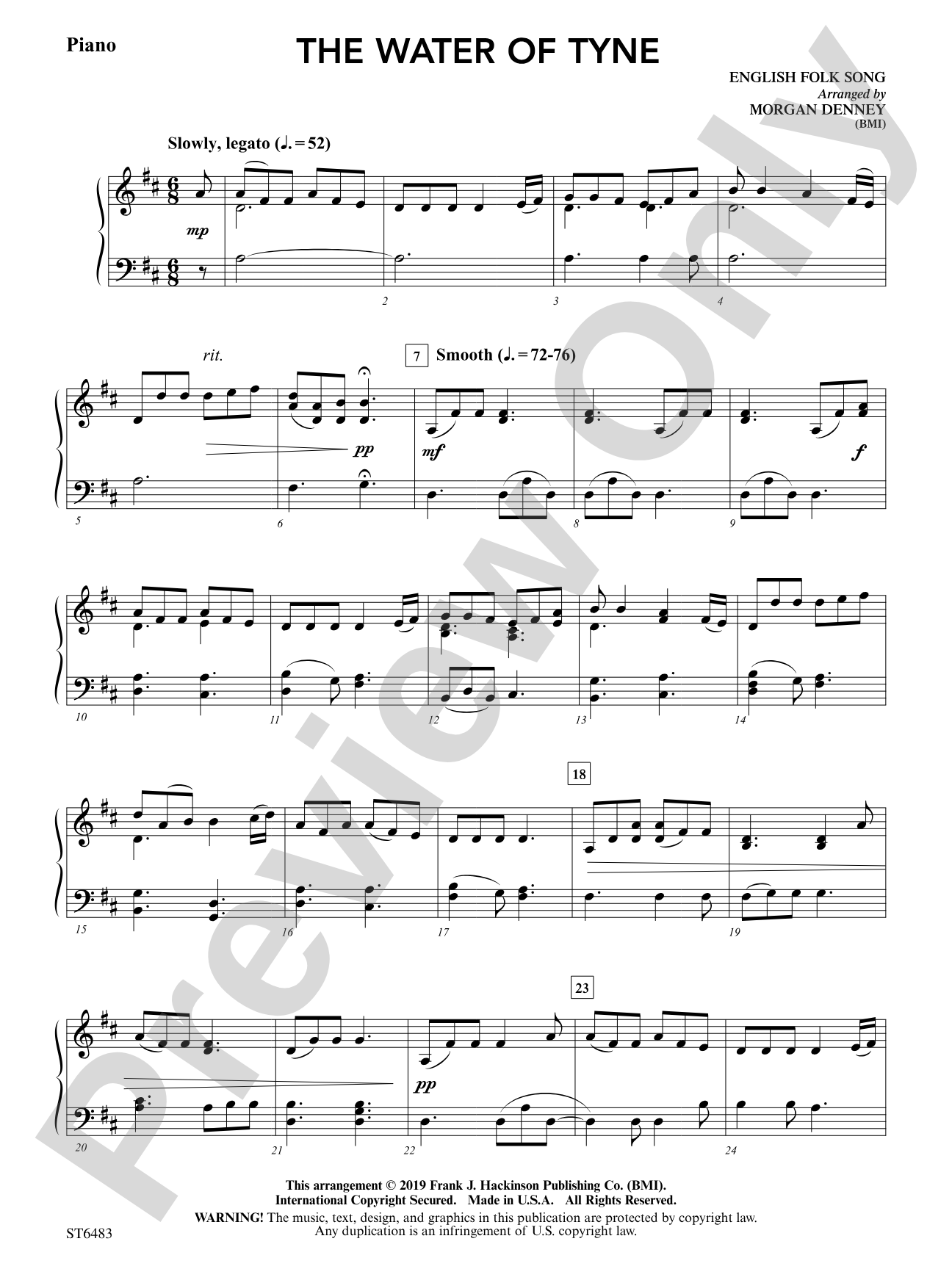 The Water of Tyne: Piano