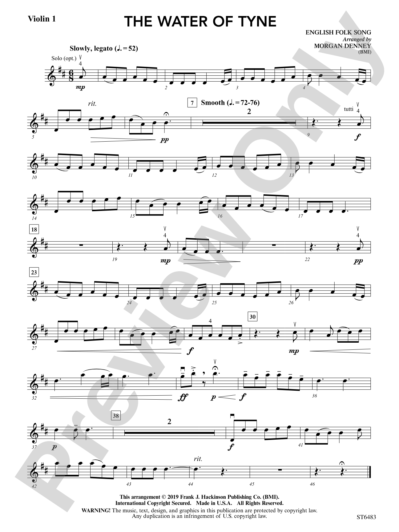 The Water of Tyne: Violin 1
