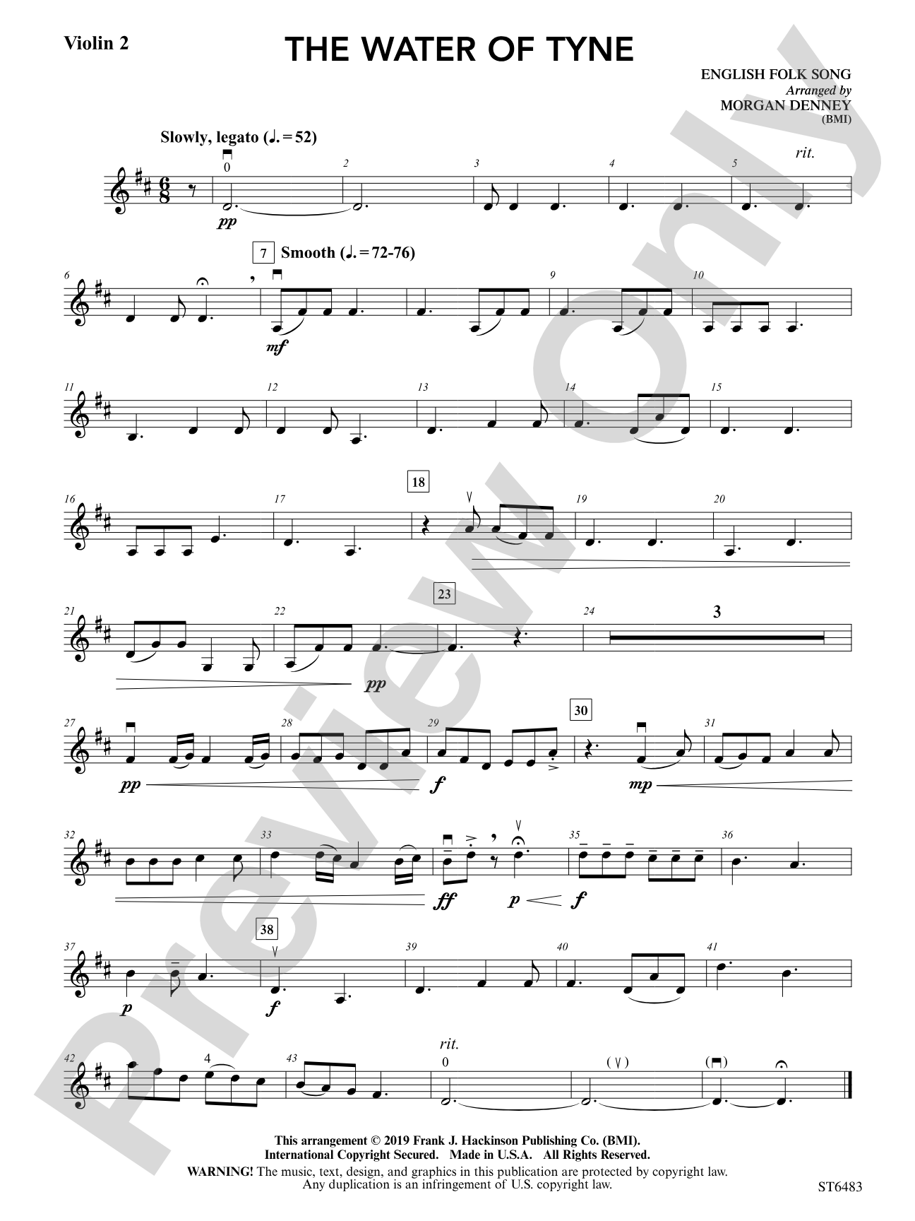 The Water of Tyne: Violin 2