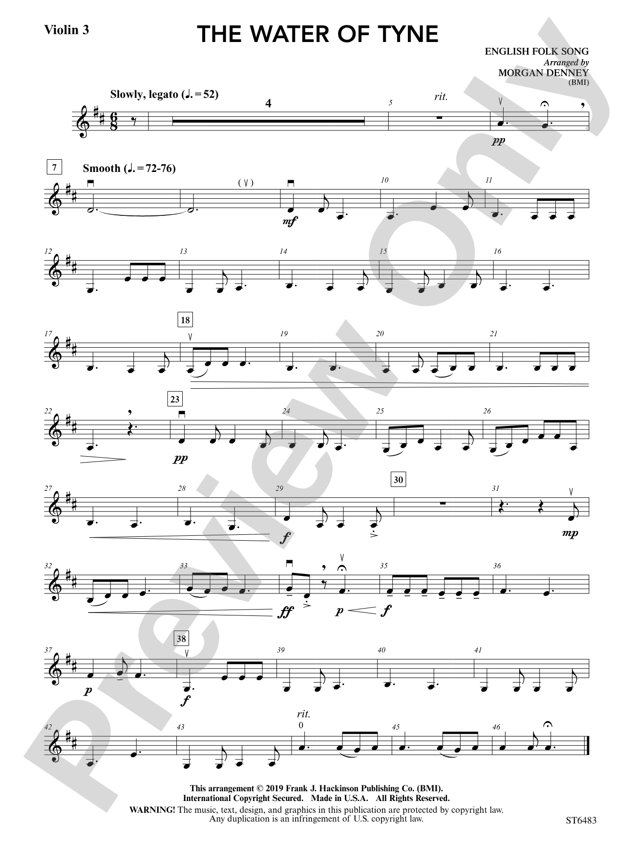 The Water of Tyne: Violin 3 (Viola T.C.)