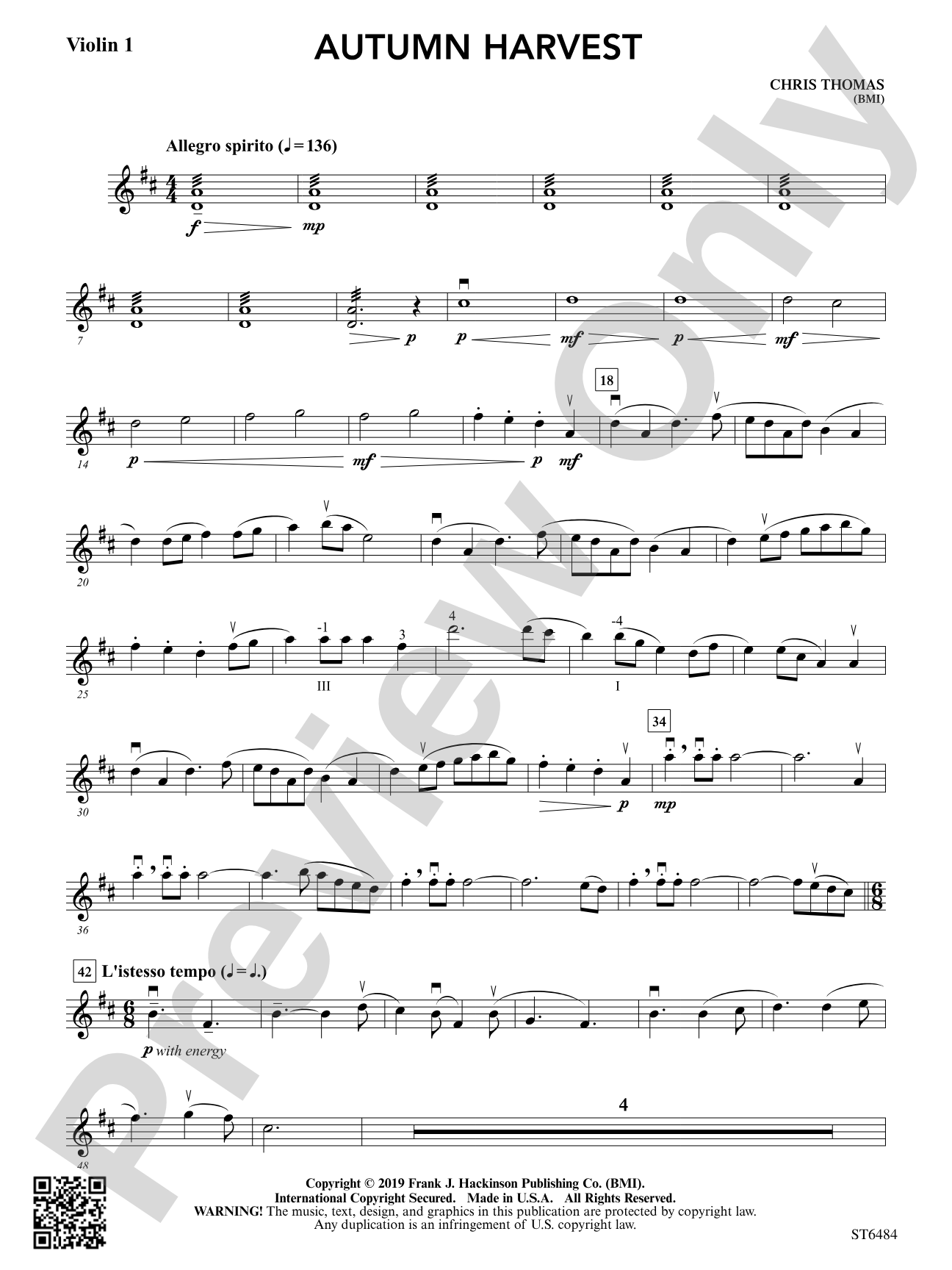 Autumn Harvest: Violin 1