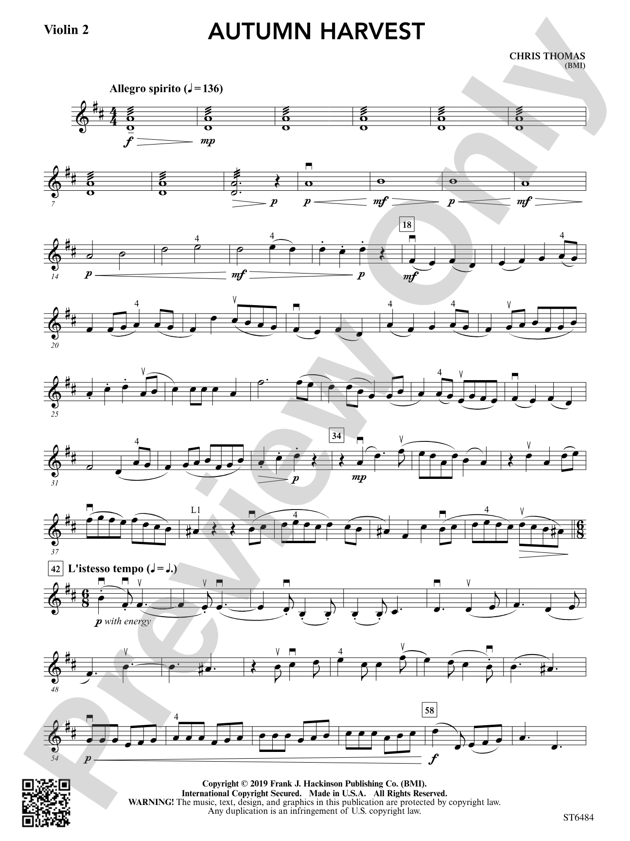 Autumn Harvest: Violin 2