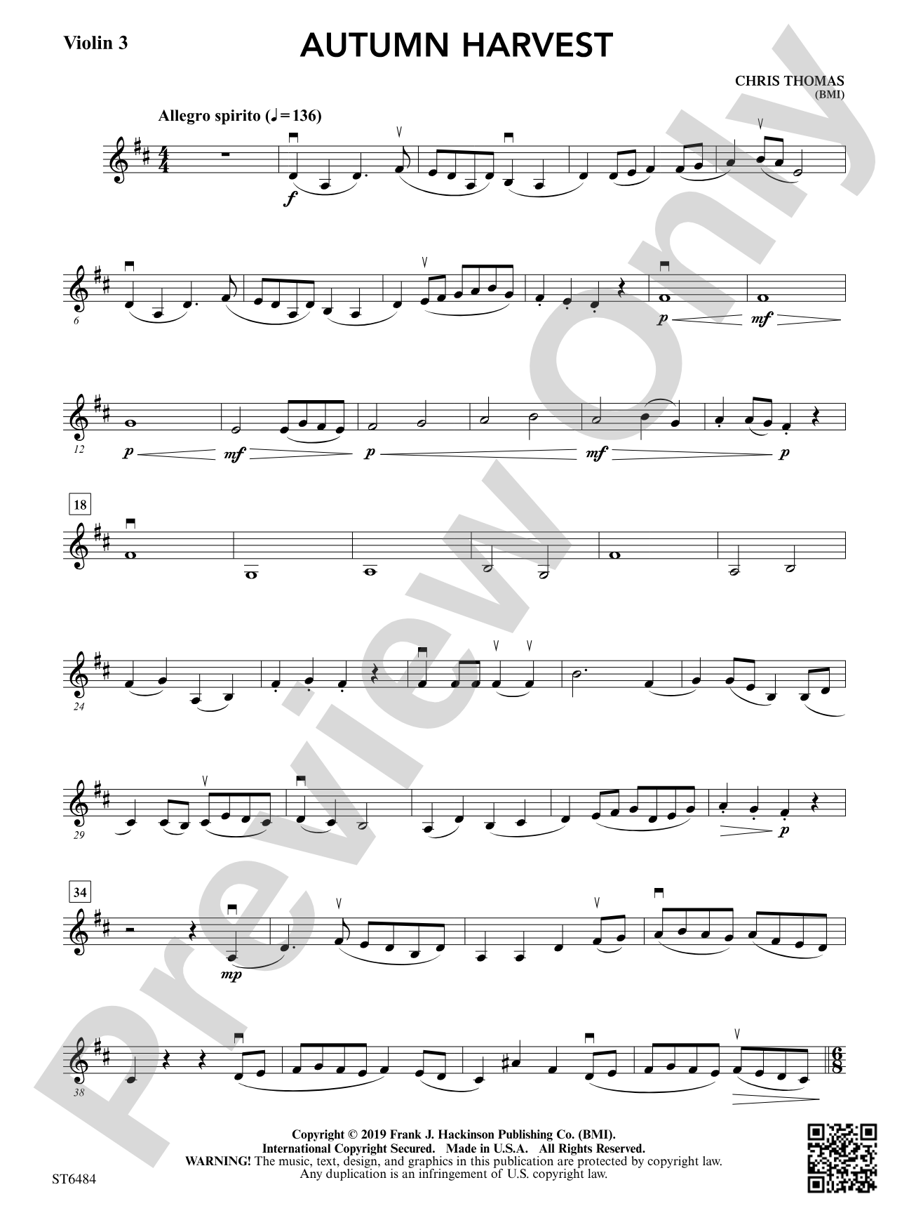 Autumn Harvest: Violin 3 (Viola T.C.)