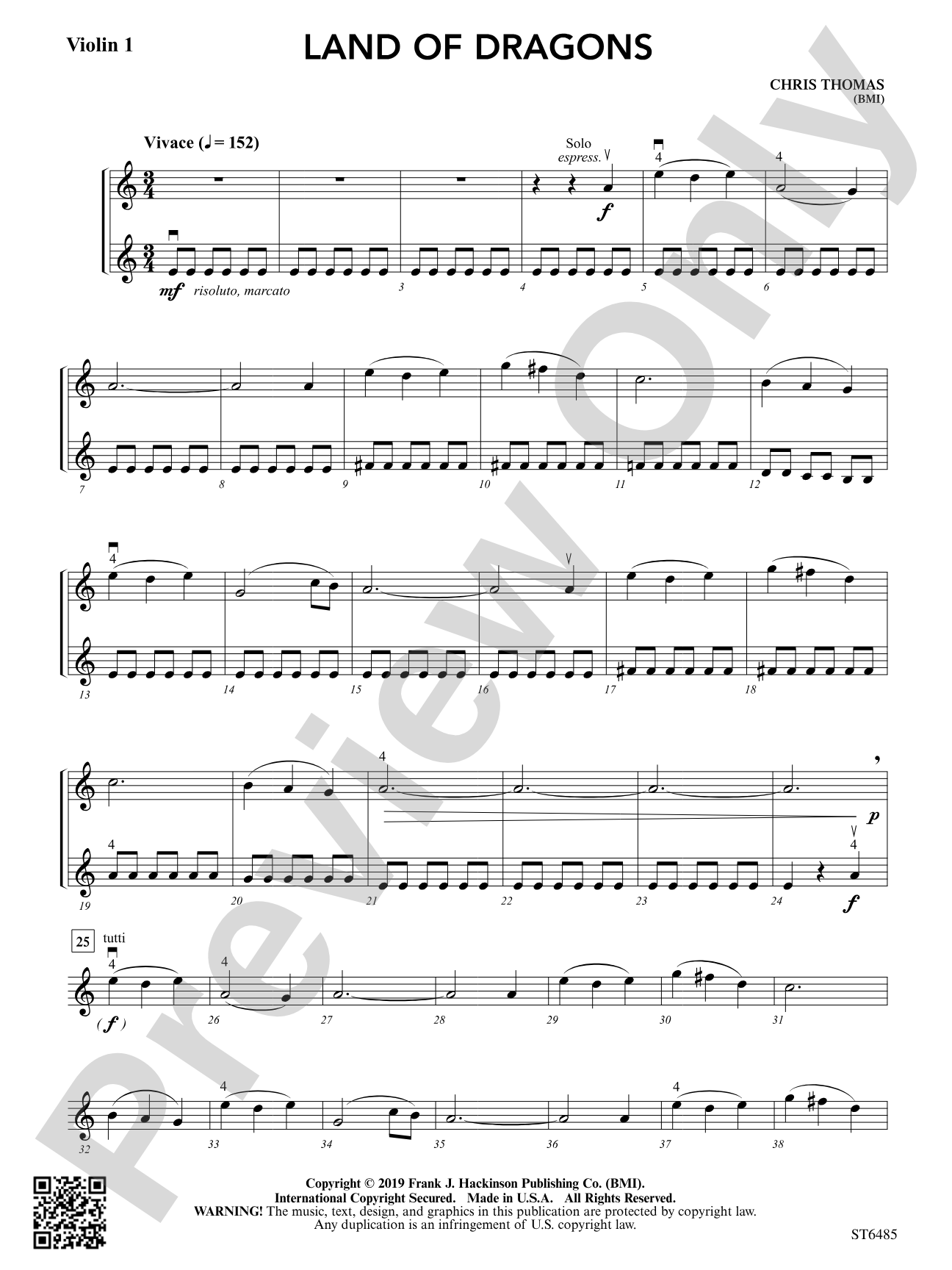 Land of Dragons: Violin 1