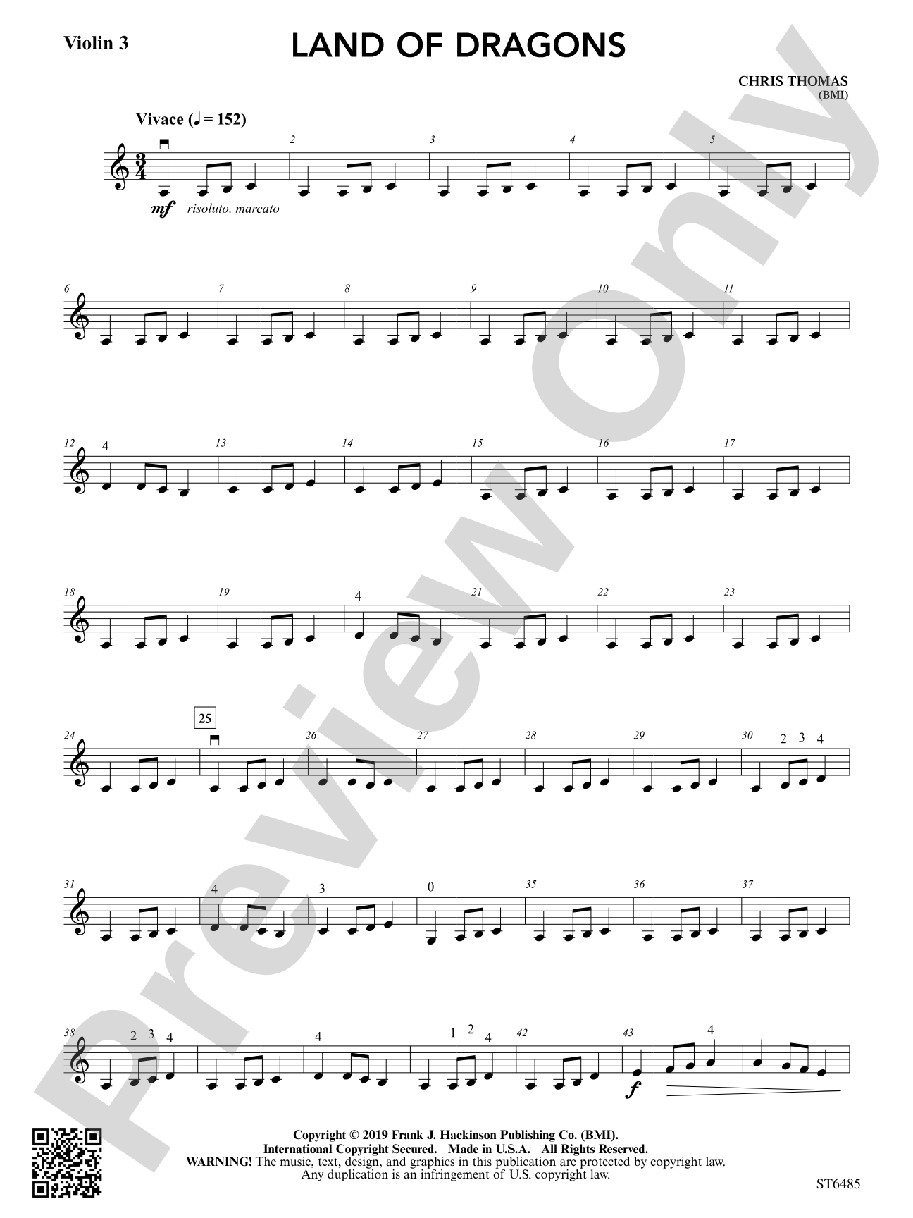 Land of Dragons: Violin 3 (Viola T.C.)