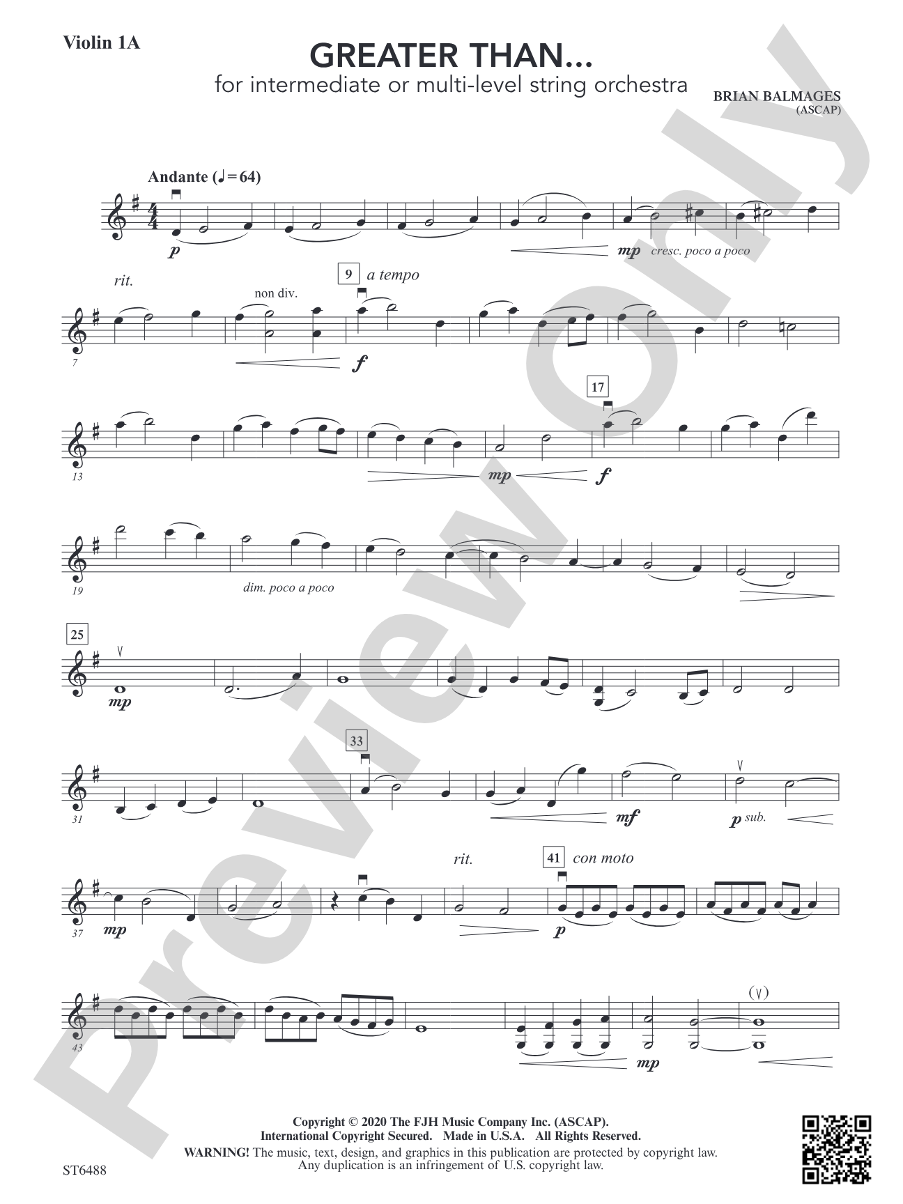Greater Than...: Violin 1A