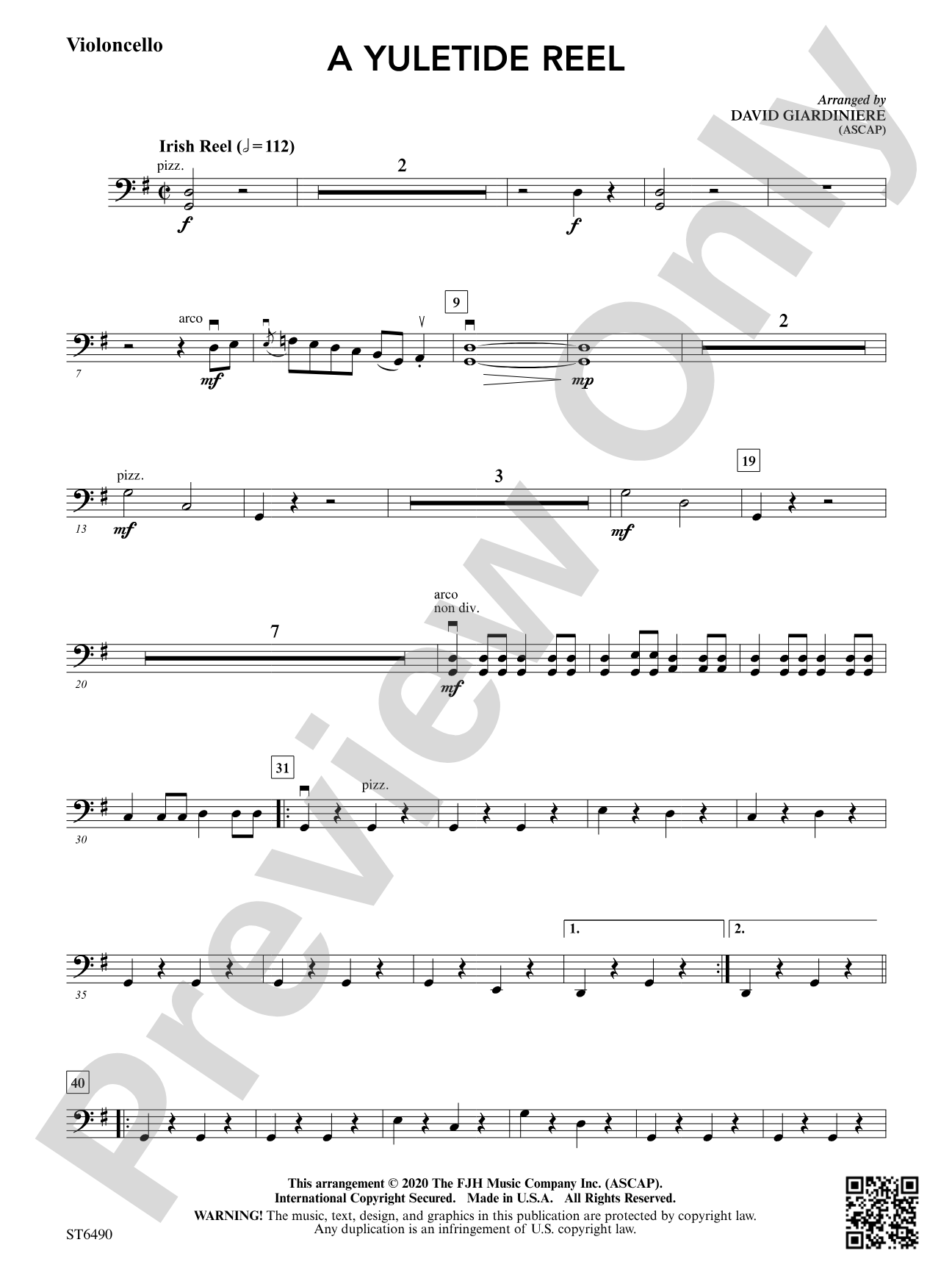 A Yuletide Reel: Violoncello