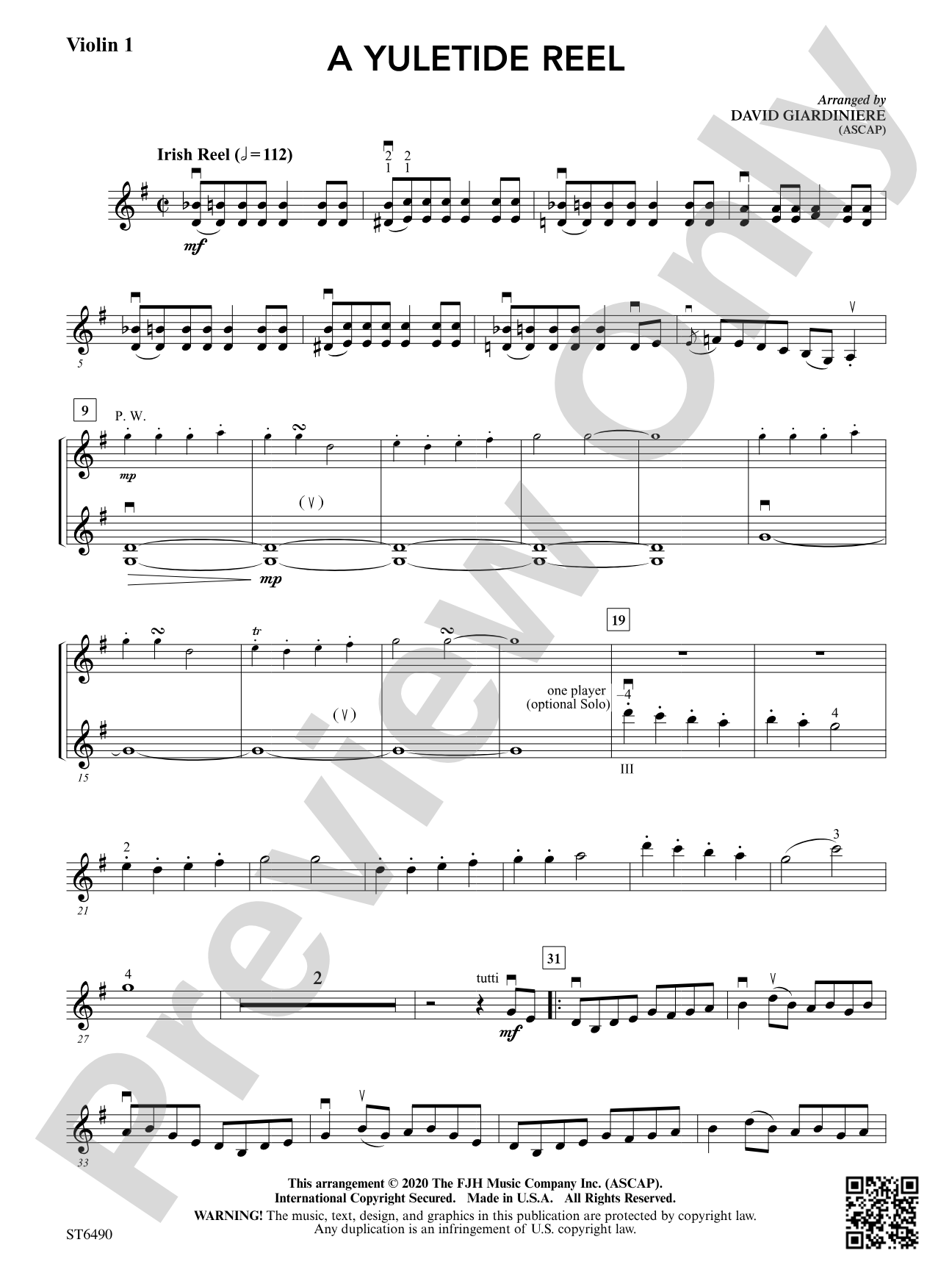 A Yuletide Reel: Violin 1