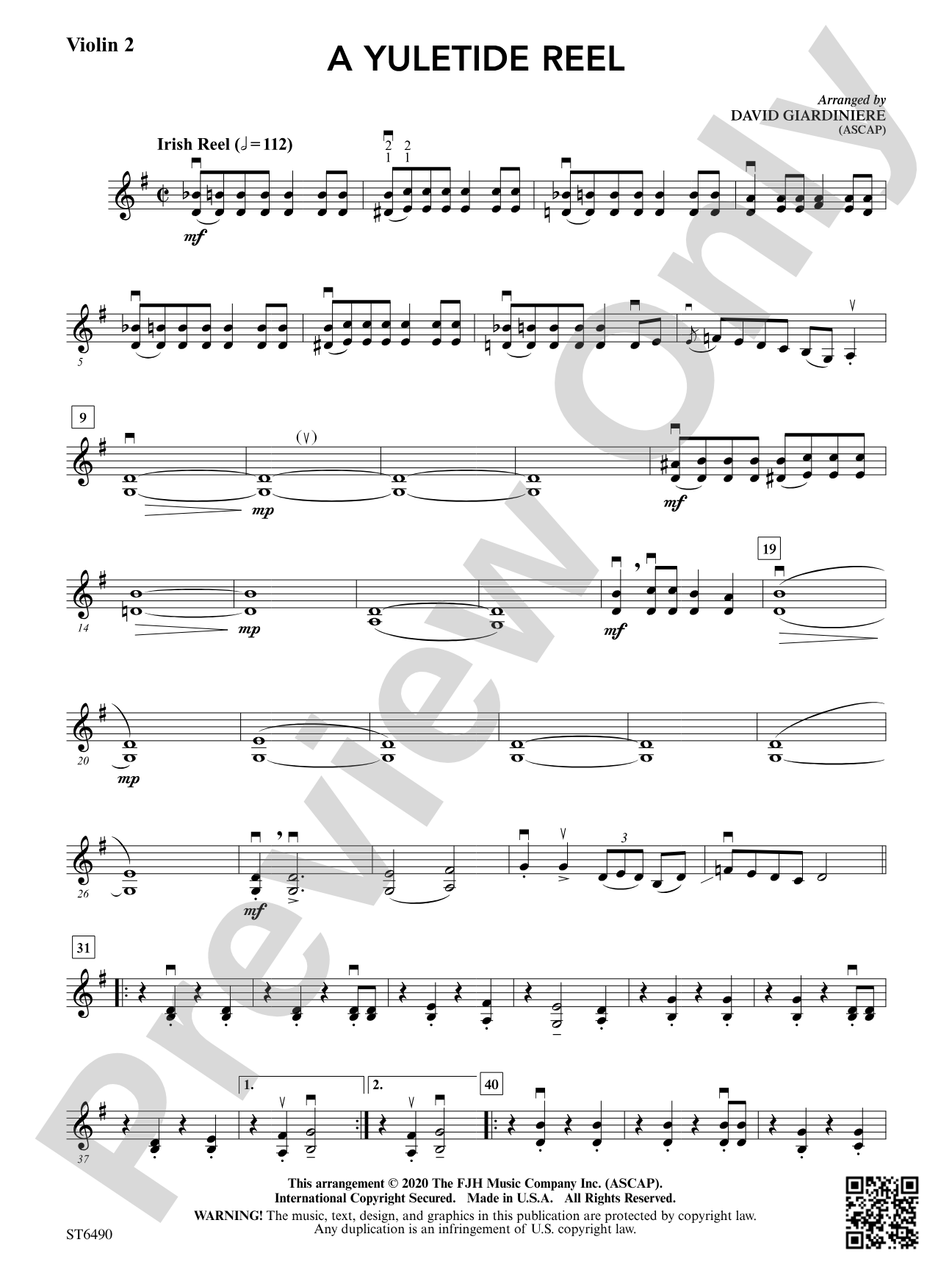 A Yuletide Reel: Violin 2