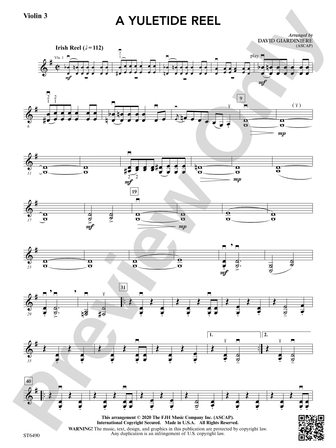 A Yuletide Reel: Violin 3 (Viola T.C.)