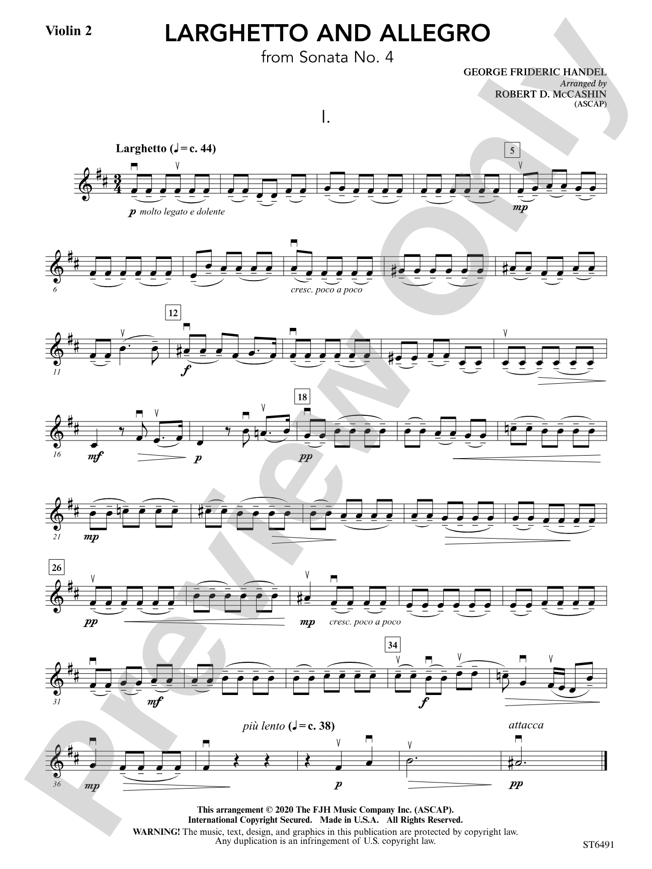 Larghetto and Allegro (from Sonata No. 4): Violin 2